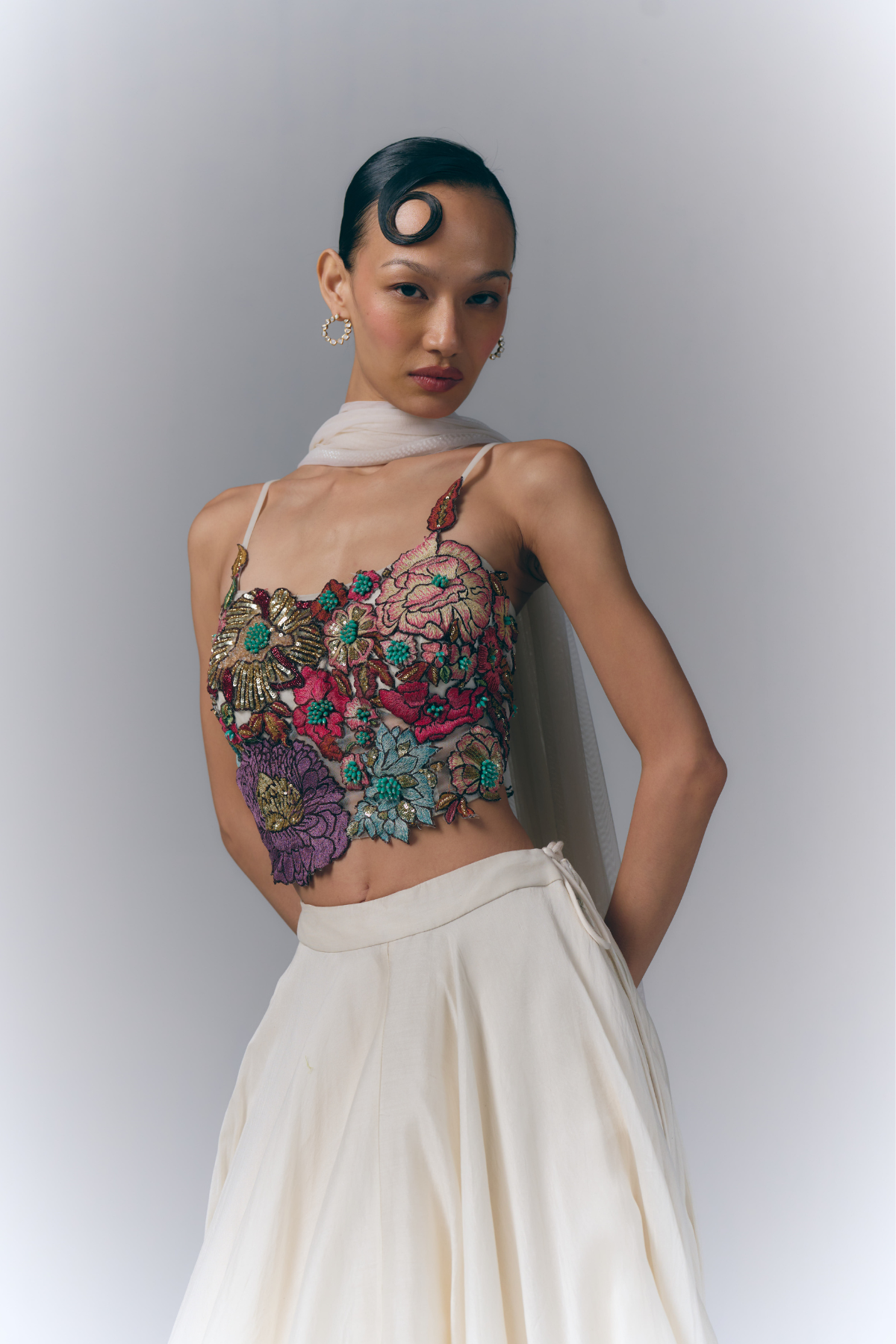 Flora Applique Skirt Set