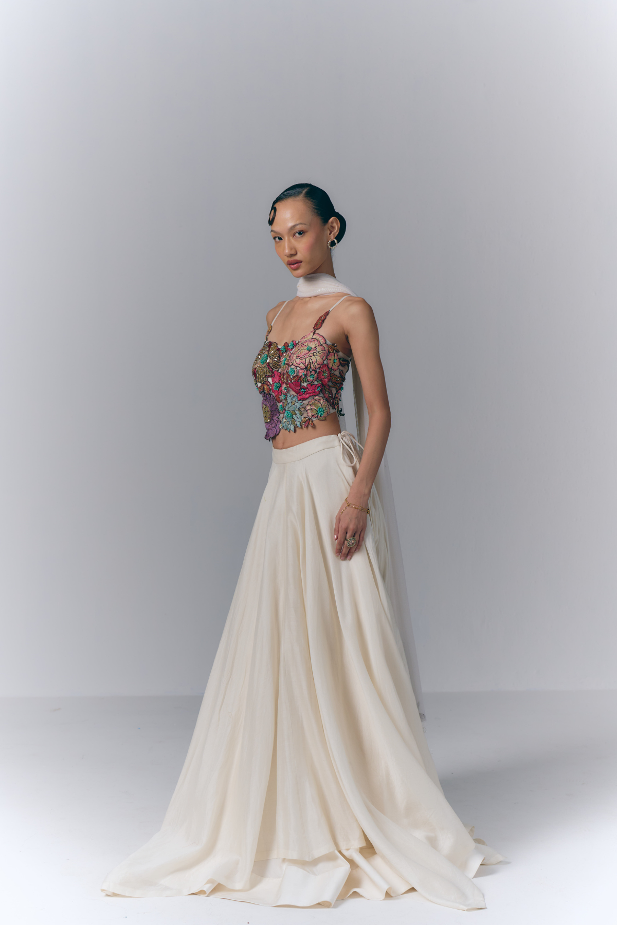 Flora Applique Skirt Set
