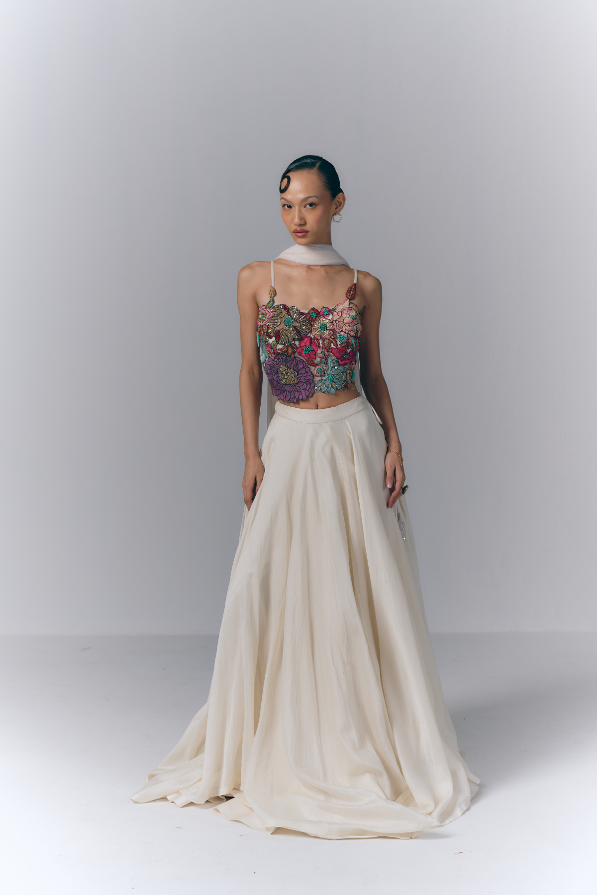 Flora Applique Skirt Set