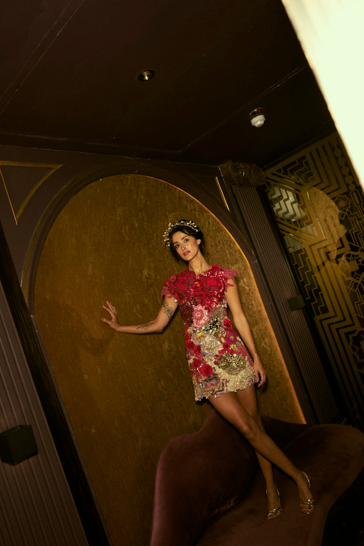Scarlet Applique Short Dress
