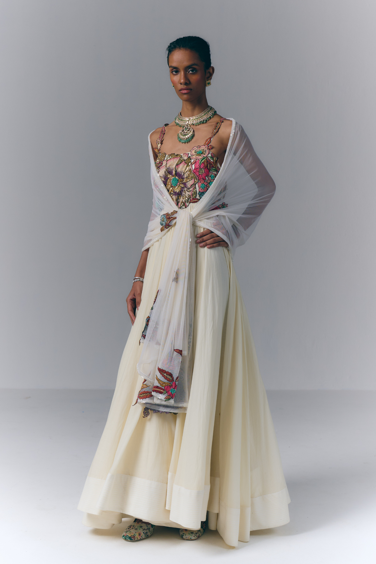 Ivory Bloom Anarkali Set