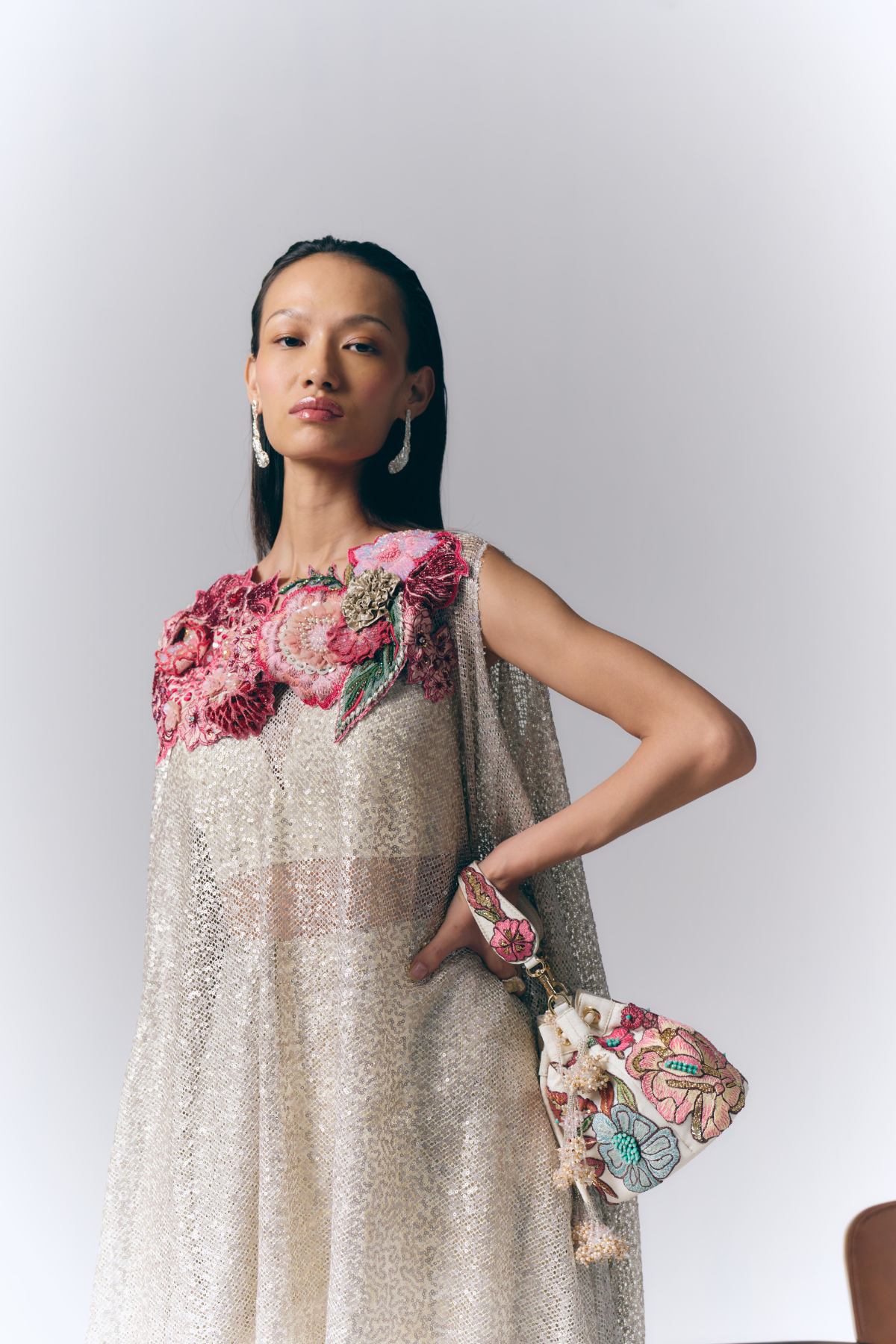 Asymmetric applique Dress