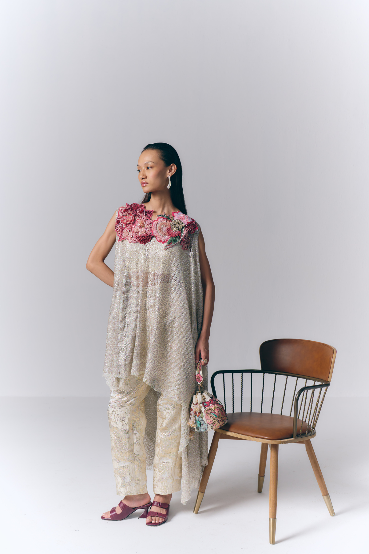 Asymmetric applique Dress