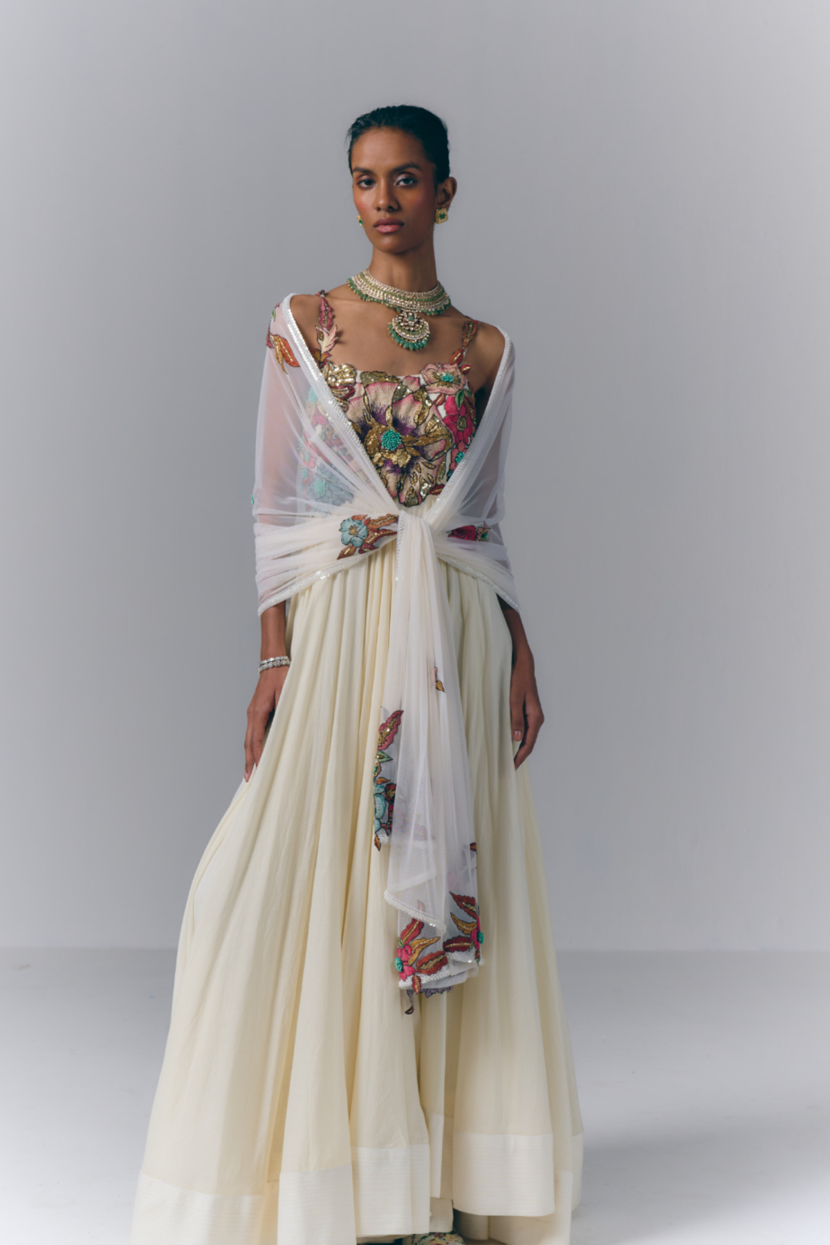 Ivory Bloom Anarkali Set