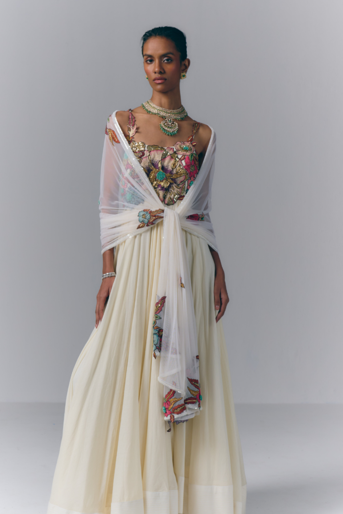 Ivory Bloom Anarkali Set