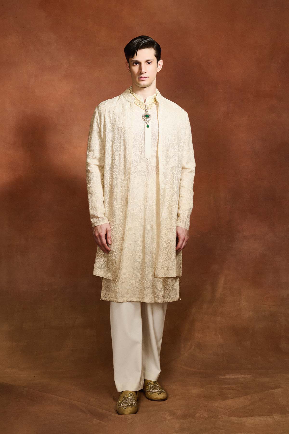 Ivory Layered Kurta Set