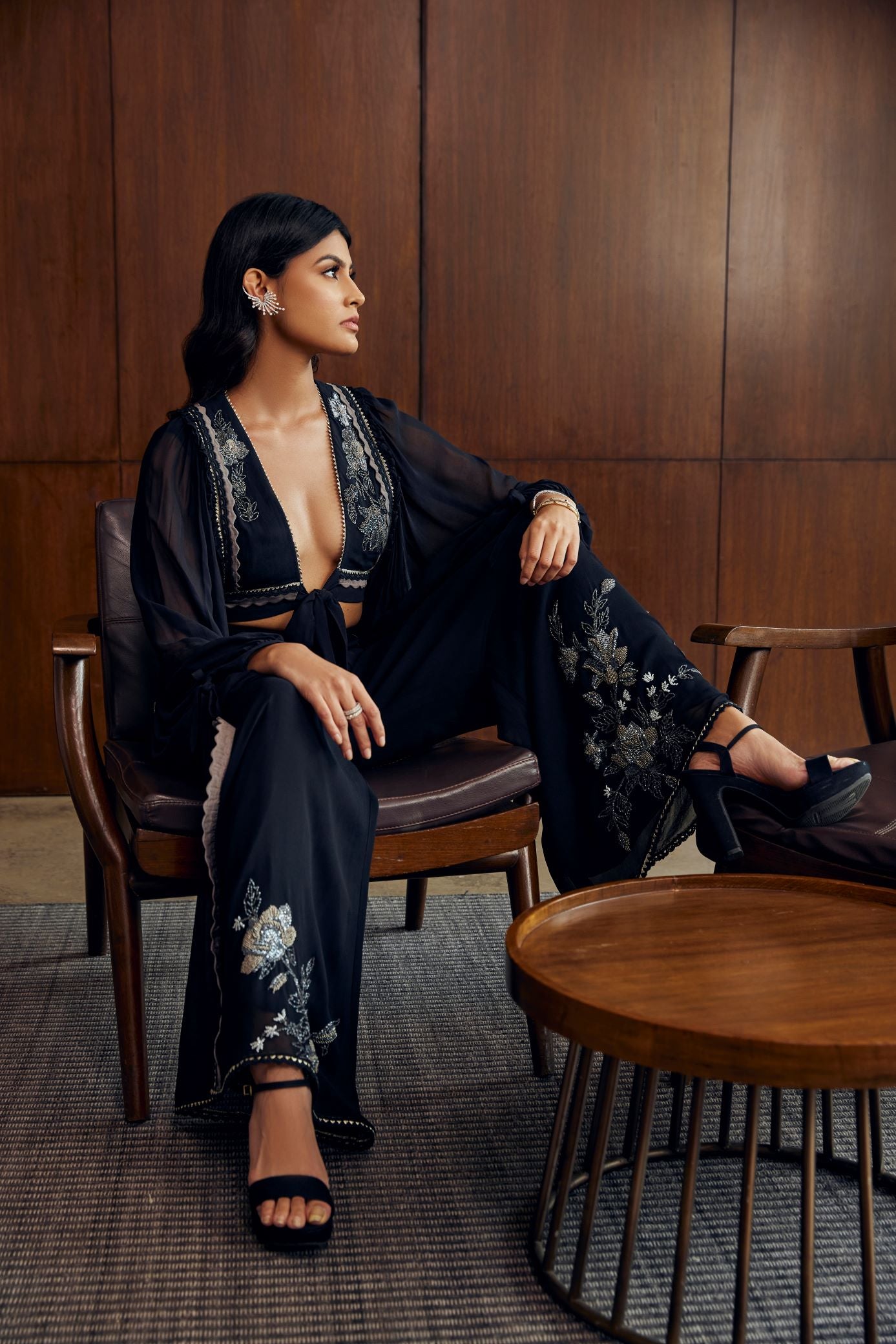 BLACK EMBROIDERED CO-ORD SET