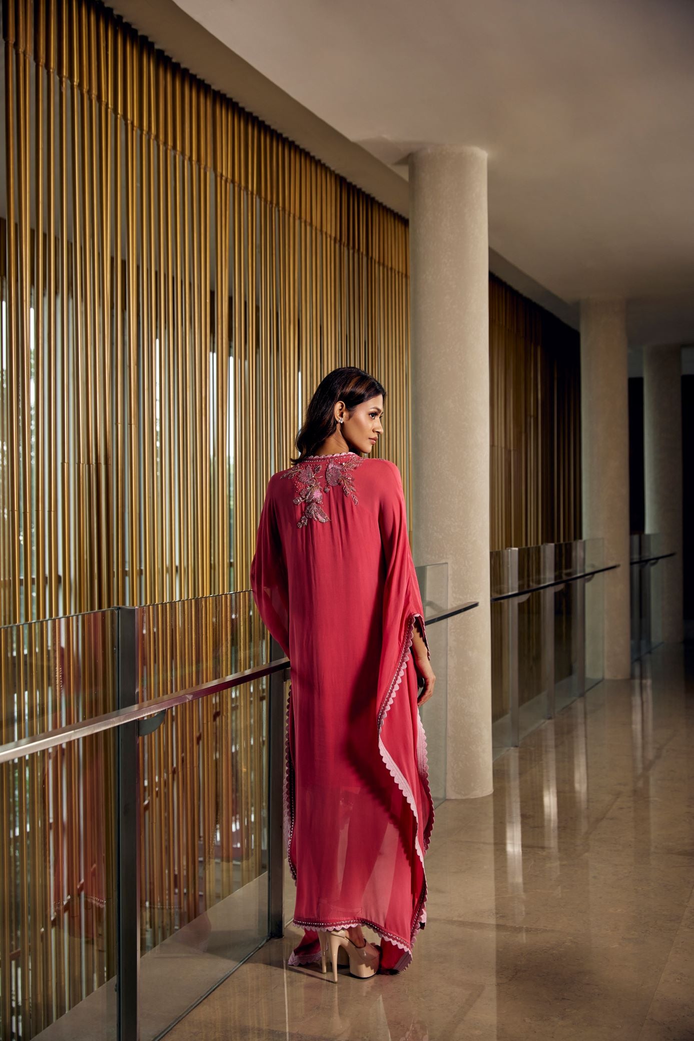 CRIMSON EMBROIDERED KAFTAN