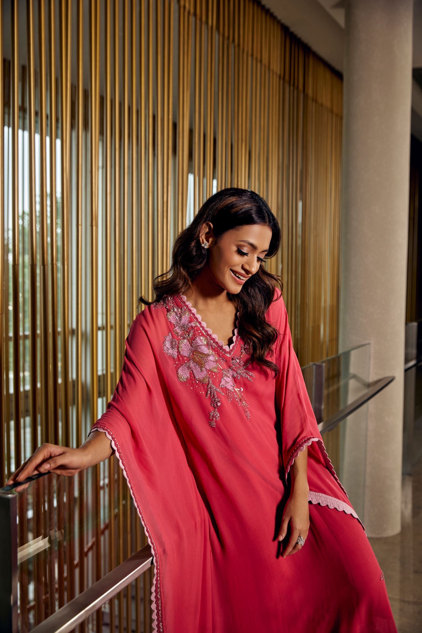 CRIMSON EMBROIDERED KAFTAN