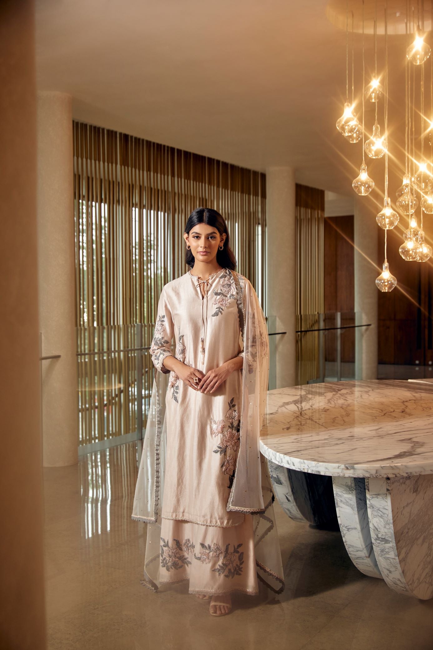 ECRU EMBROIDERED PAKIZA KURTA SET
