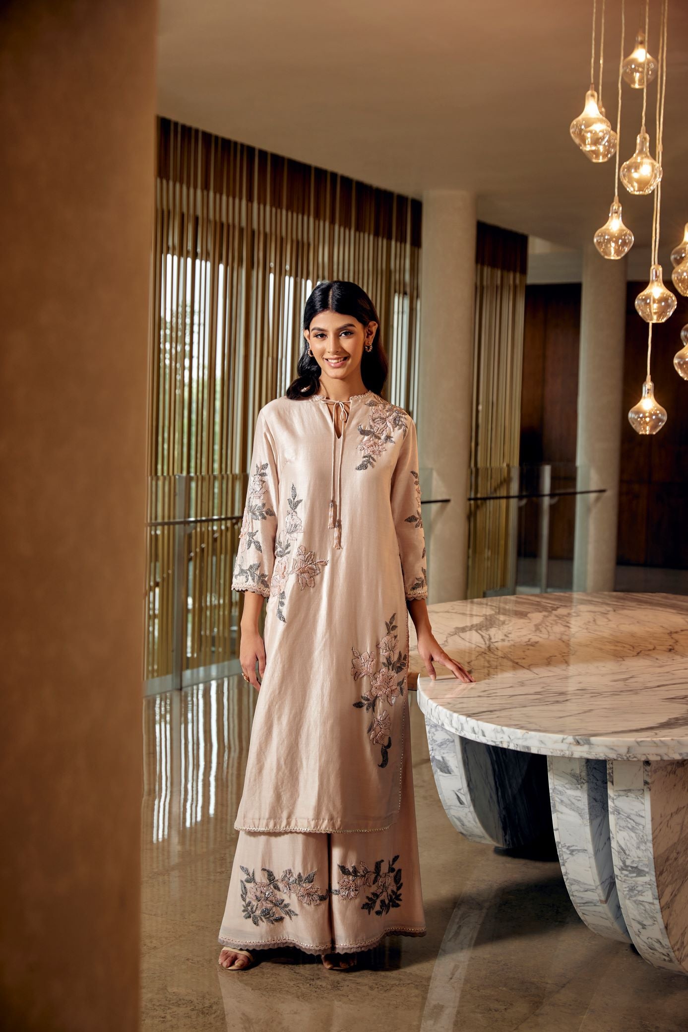 ECRU EMBROIDERED PAKIZA KURTA SET