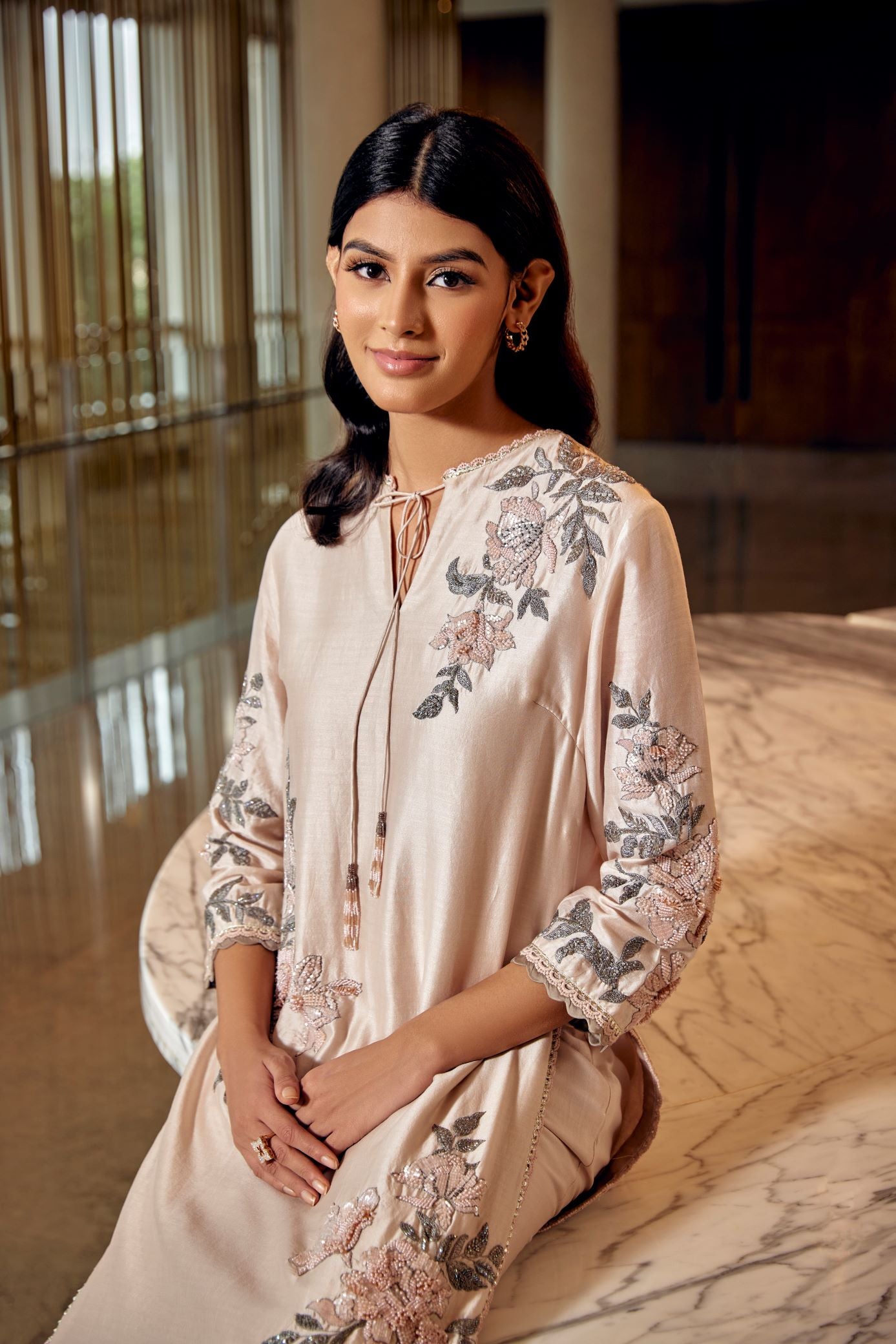 ECRU EMBROIDERED PAKIZA KURTA SET