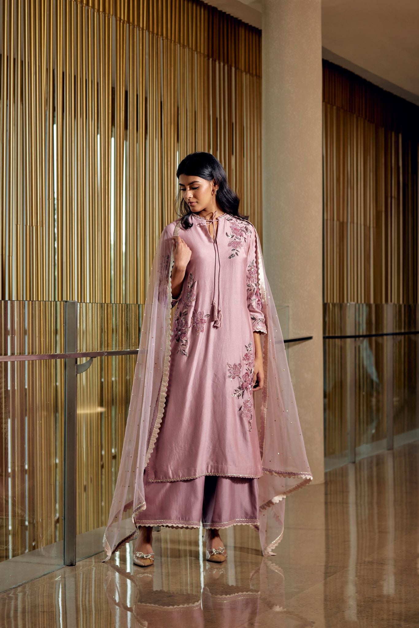 PINK EMBROIDERED KURTA SET