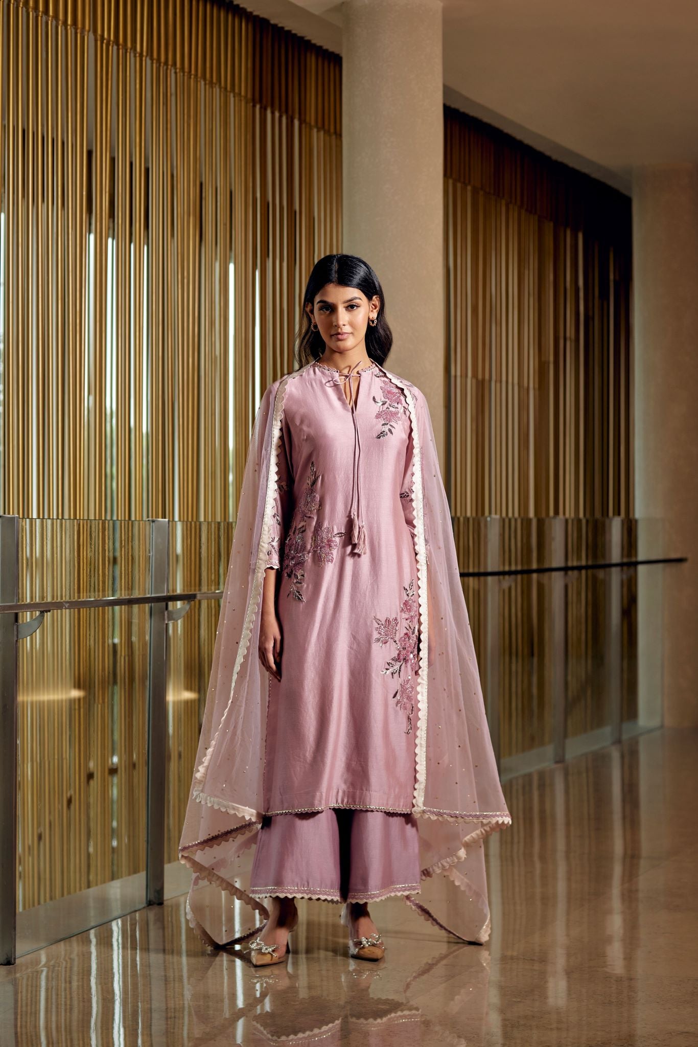 PINK EMBROIDERED KURTA SET