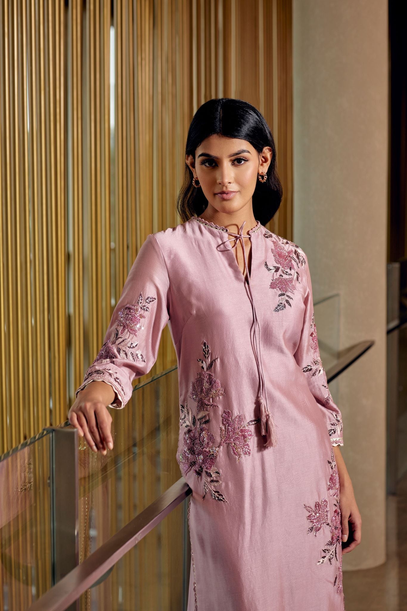 PINK EMBROIDERED KURTA SET