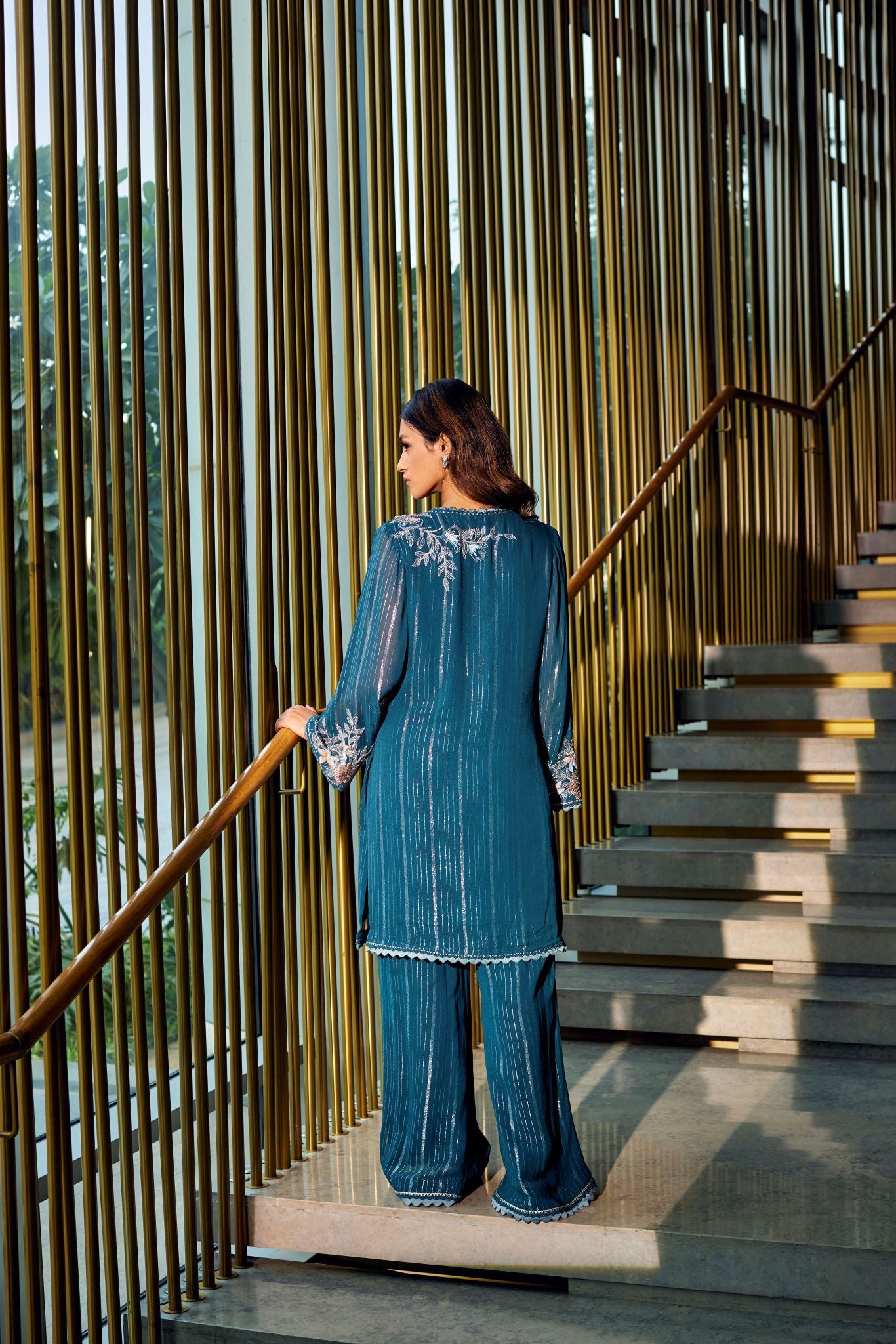 TEAL EMBROIDERED KURTA SET