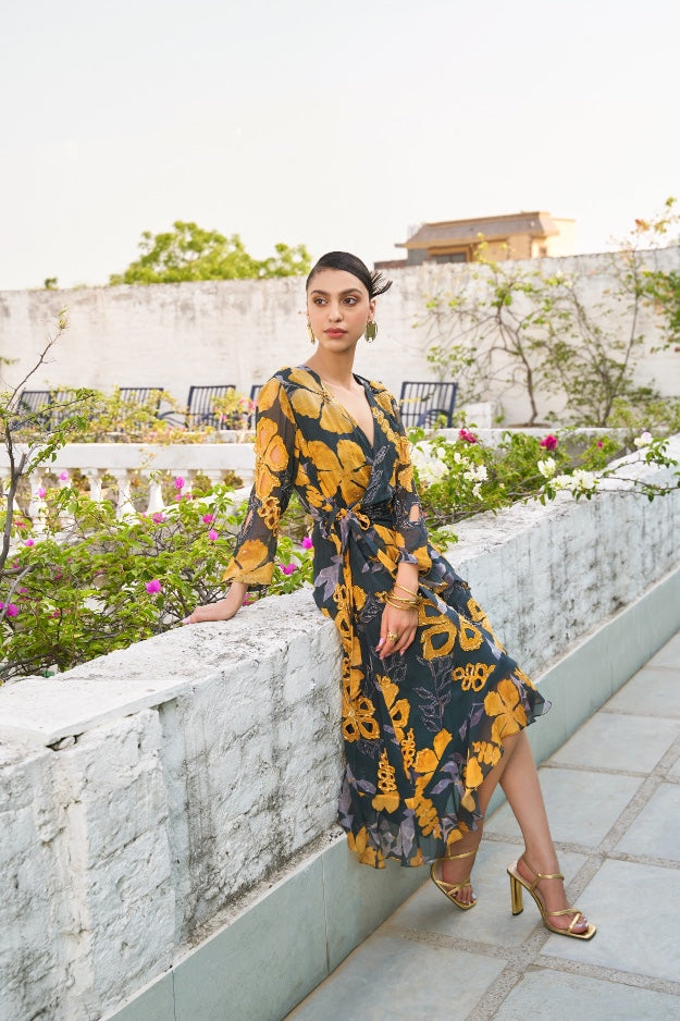 AZALEA Grey High-low Wrap Dress