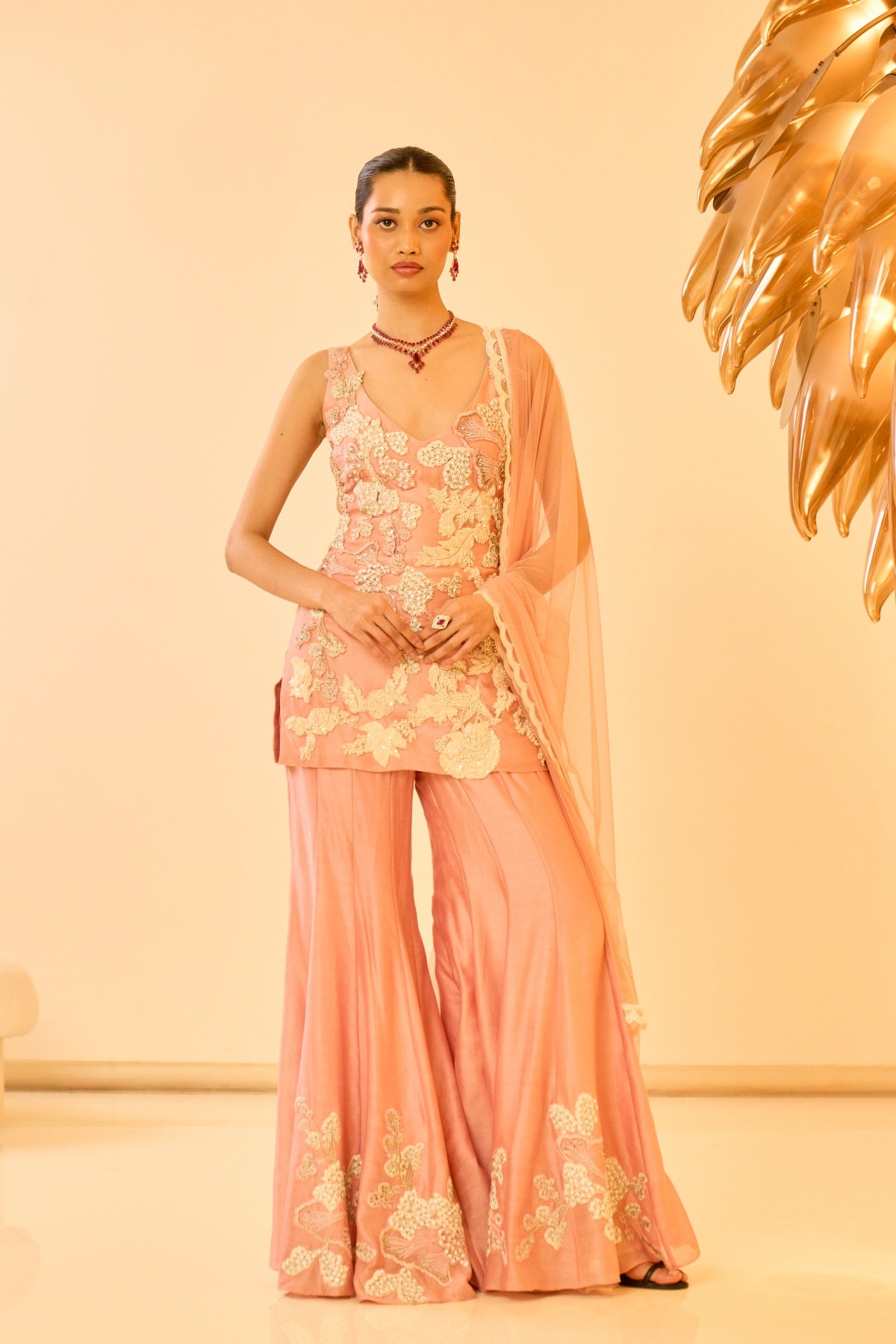 BLUSH PINK EMBROIDERED KURTA SET