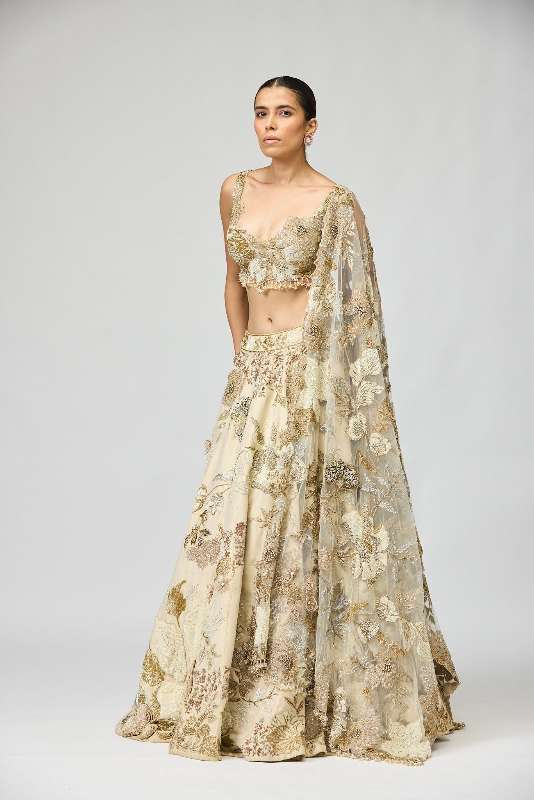 IVORY EMBELLISHED LEHENGA SET
