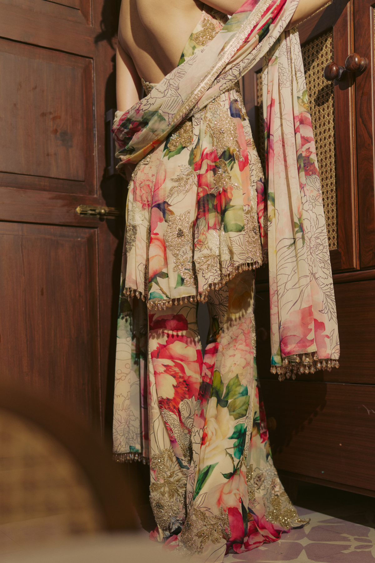 Tropical Bloom Peplum Sharara Set