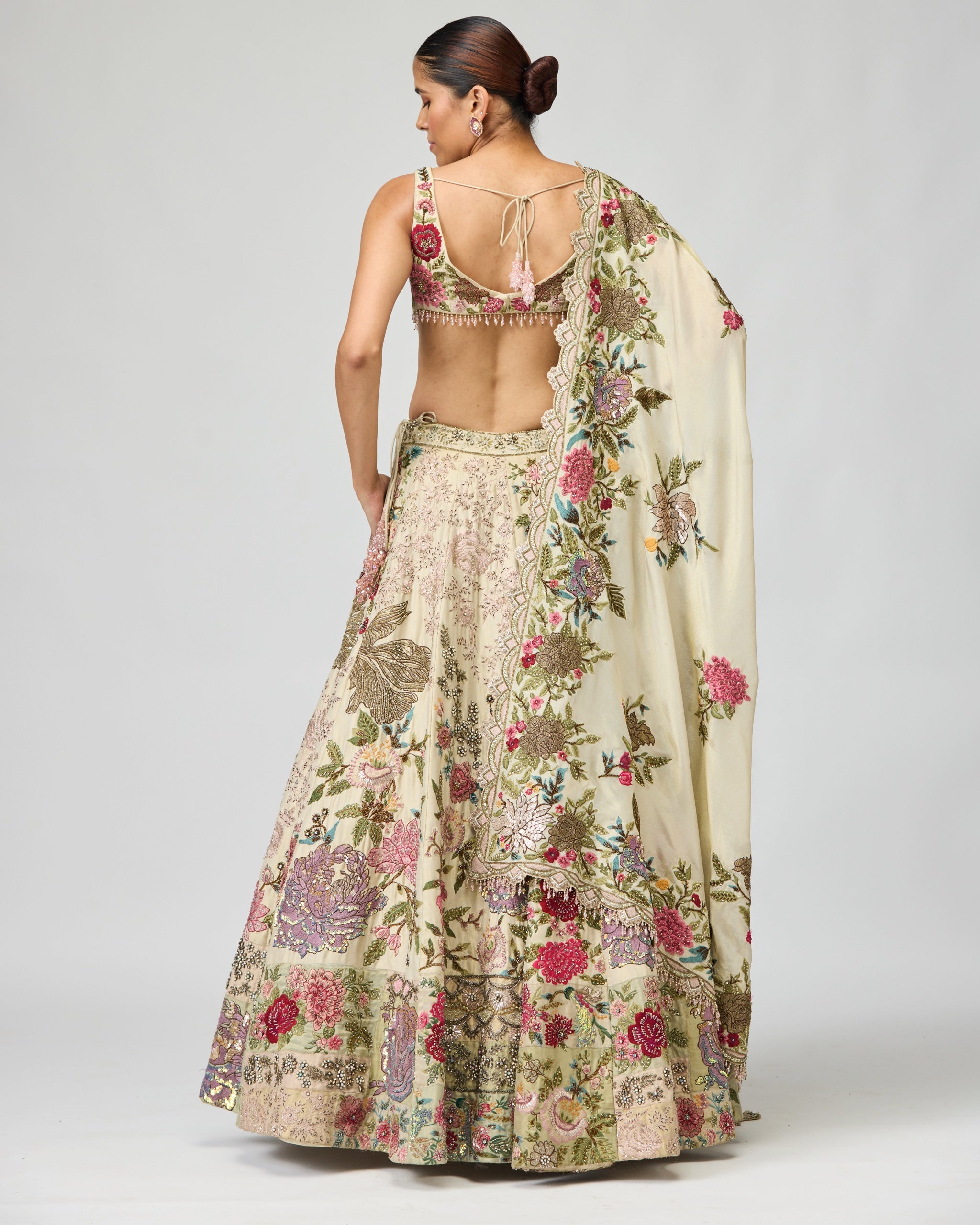 GREEN DUPION LEHENGA SET