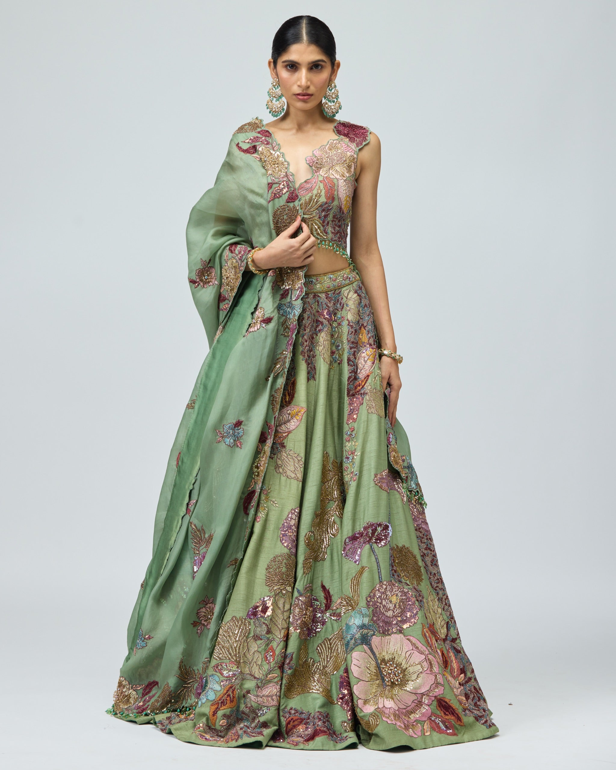 GREEN LEHENGA SET
