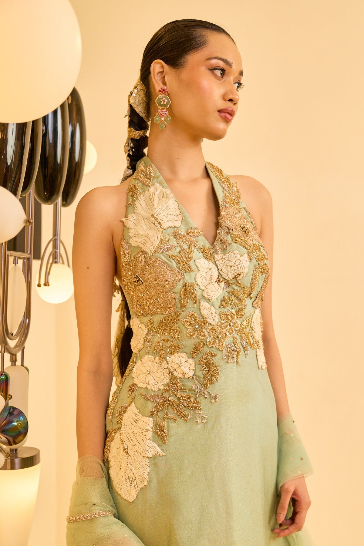MINT GREEN EMBROIDERED KURTA SET