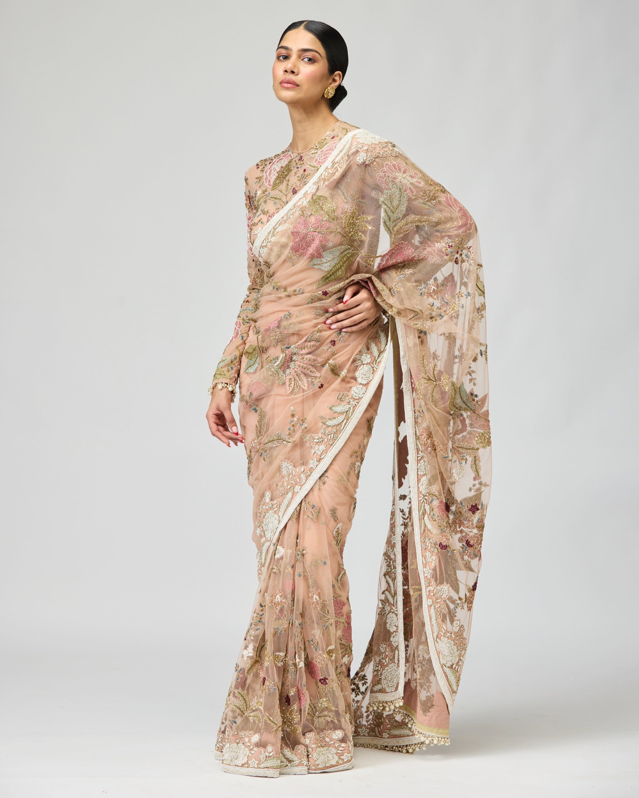 MONO NET SAREE SET