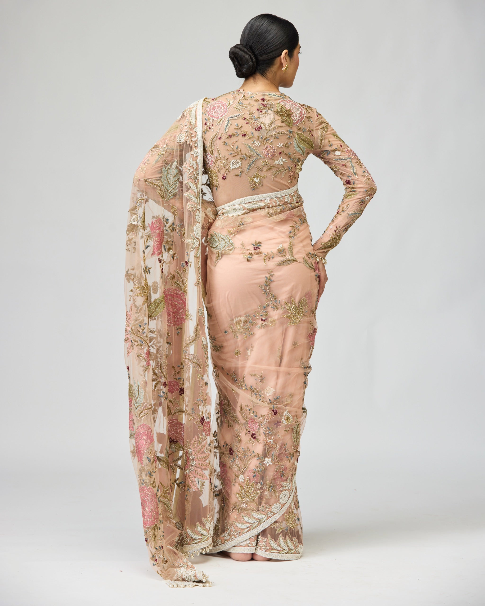 MONO NET SAREE SET