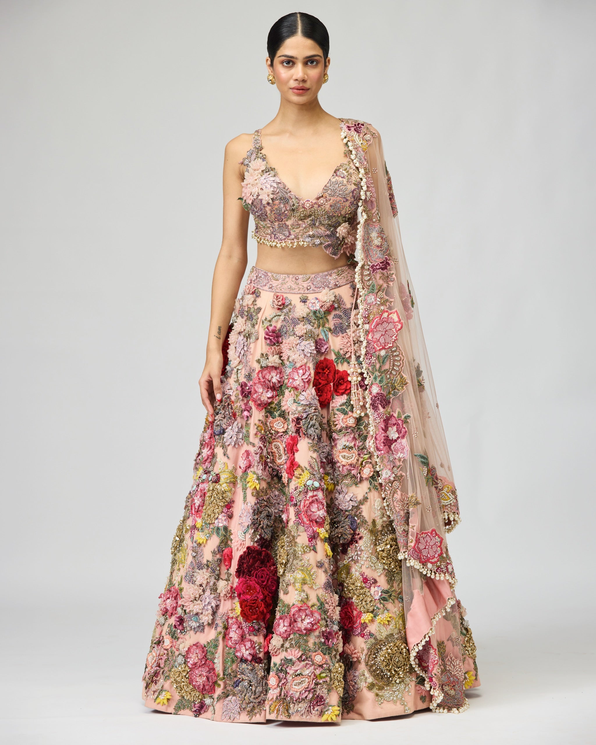 PINK FLORAL LEHENGA SET