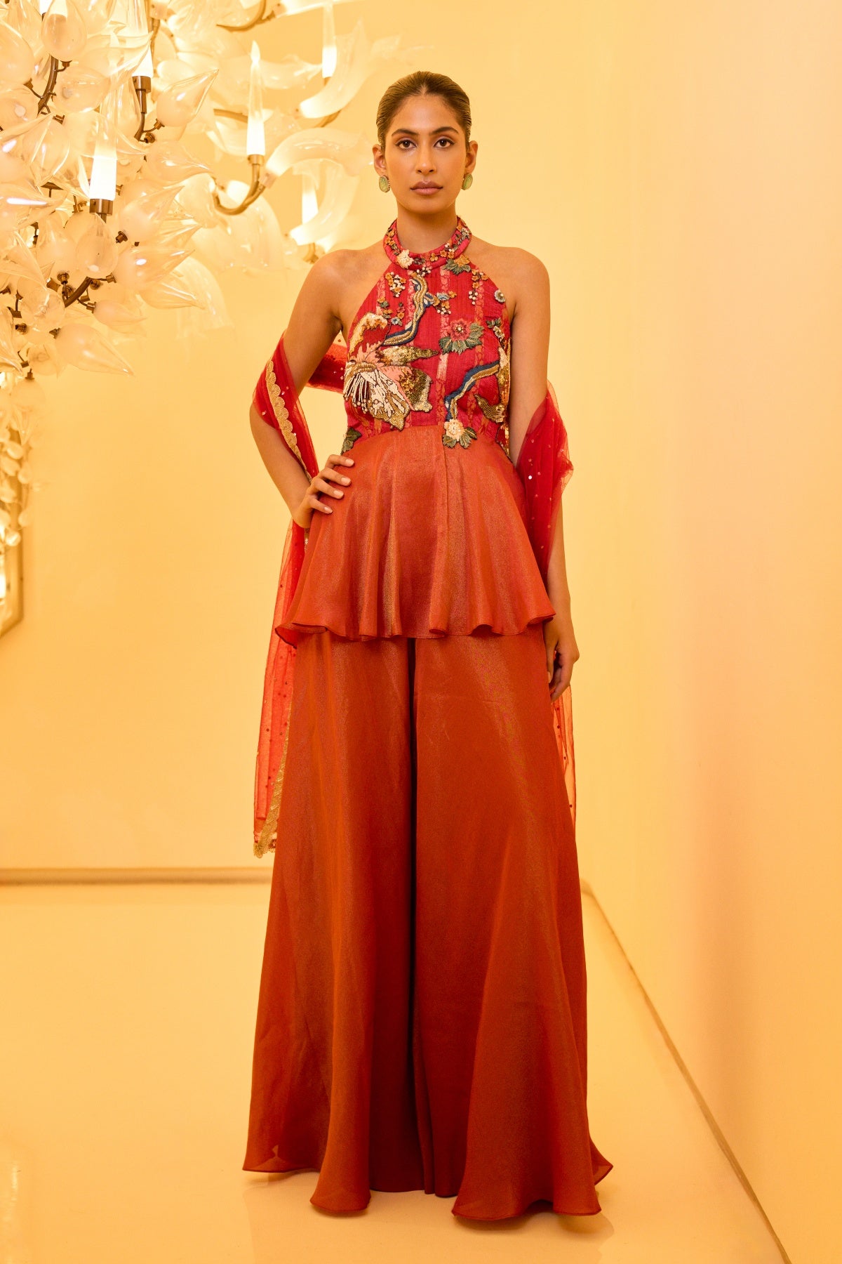 RUBY EMBROIDERED PEPLUM SET
