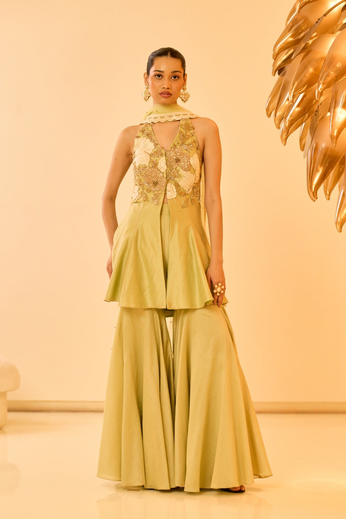 SAGE GREEN SHARARA SET