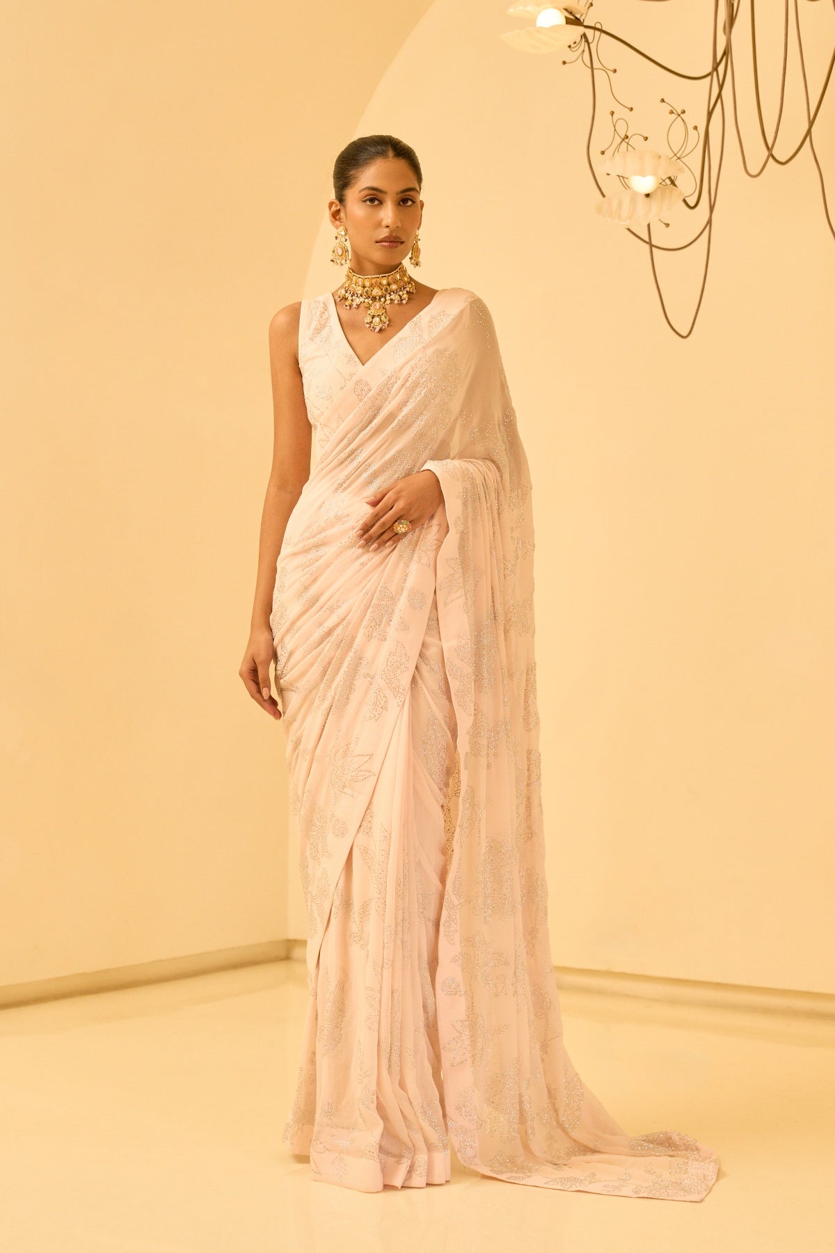 SHORASWIKI BLUSH SAREE SET