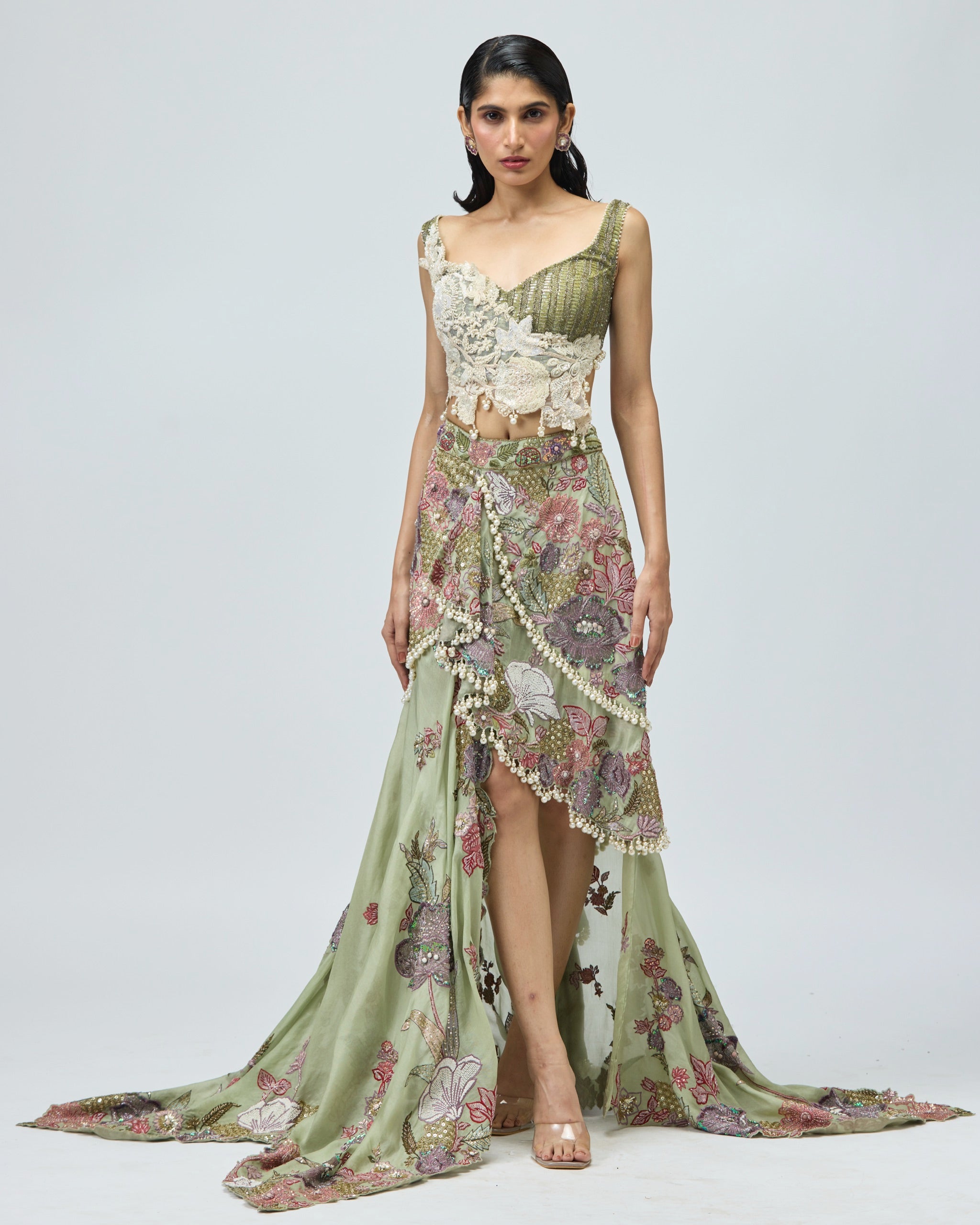 SILK ORGANZA PEPLUM SET