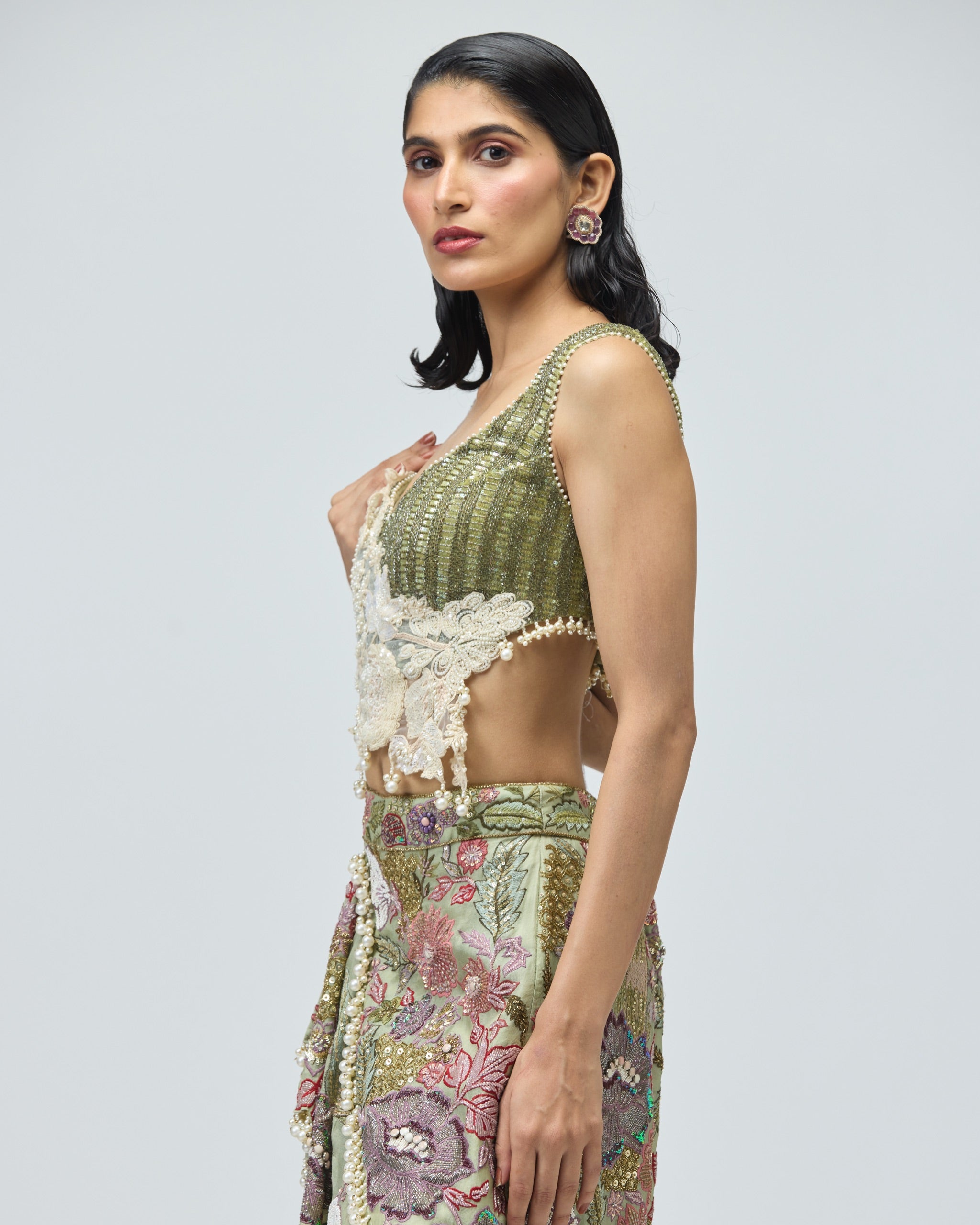 SILK ORGANZA PEPLUM SET