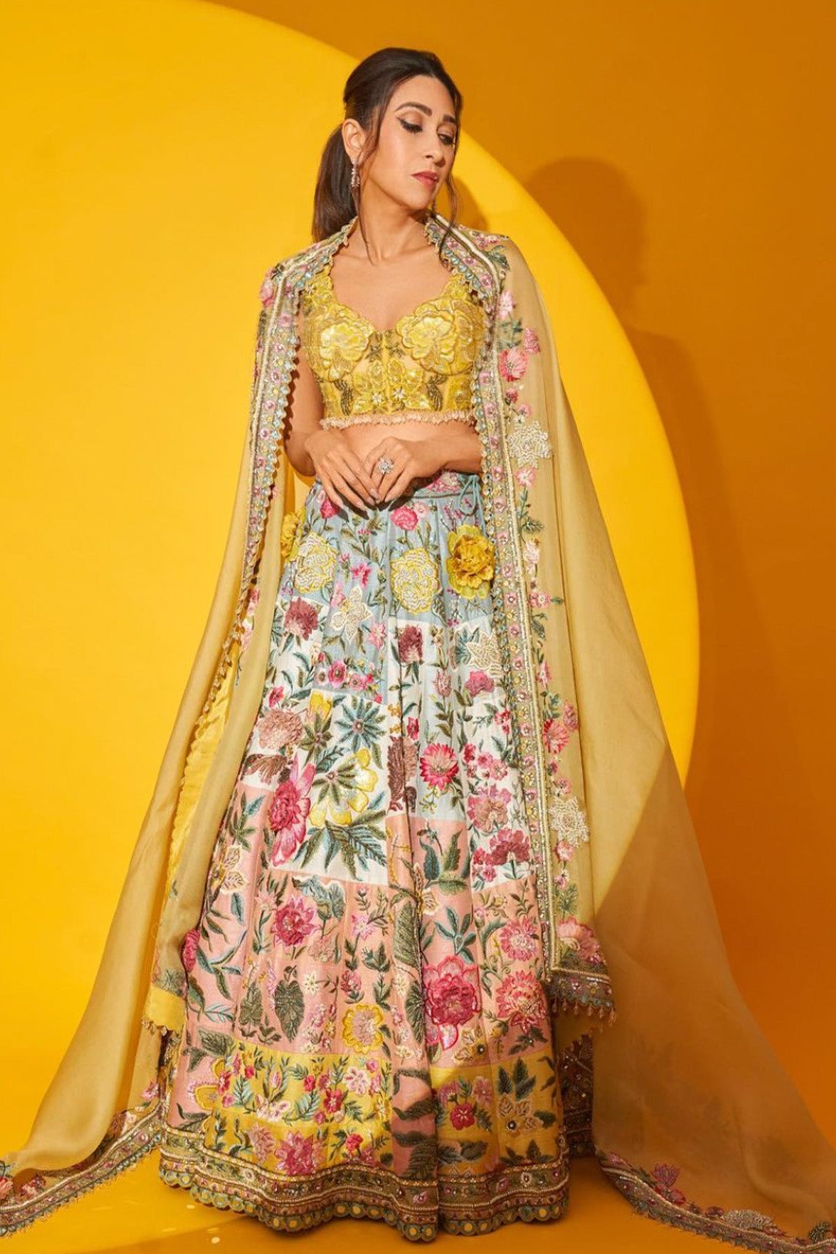 Multi Color Patchwork Embroidered Lehenga Set