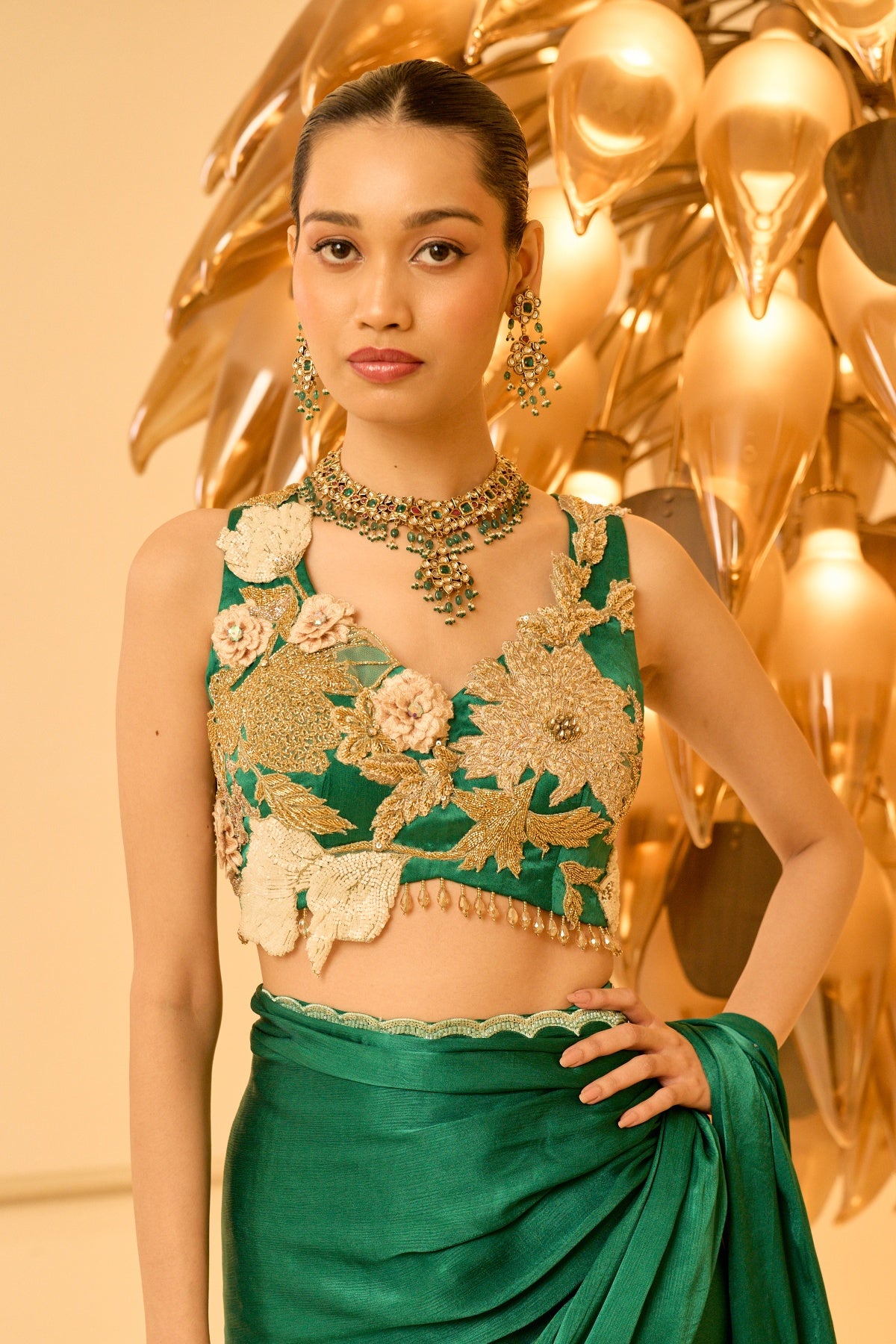 VERDANT DRAPED SAREE SET