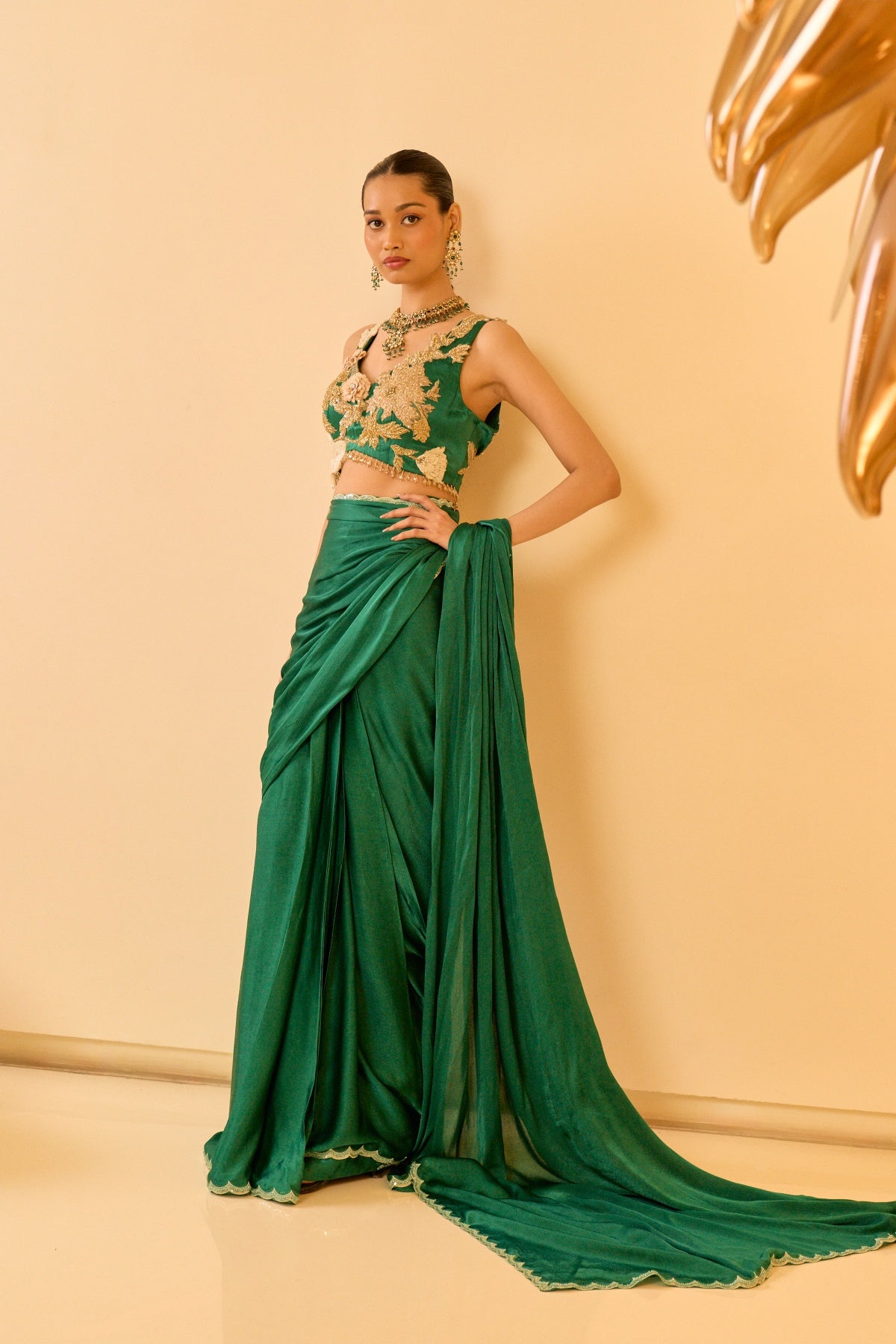VERDANT DRAPED SAREE SET