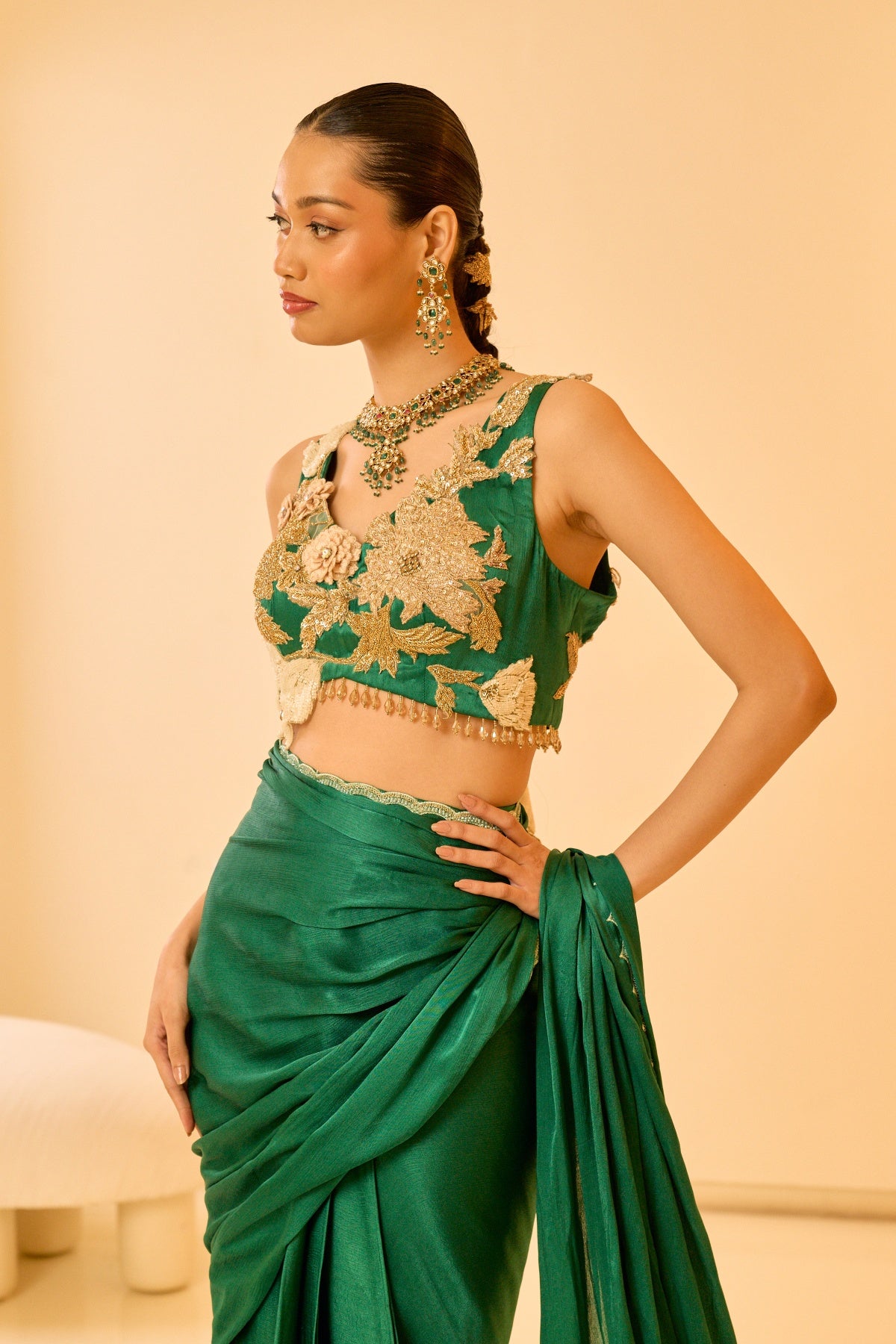 VERDANT DRAPED SAREE SET