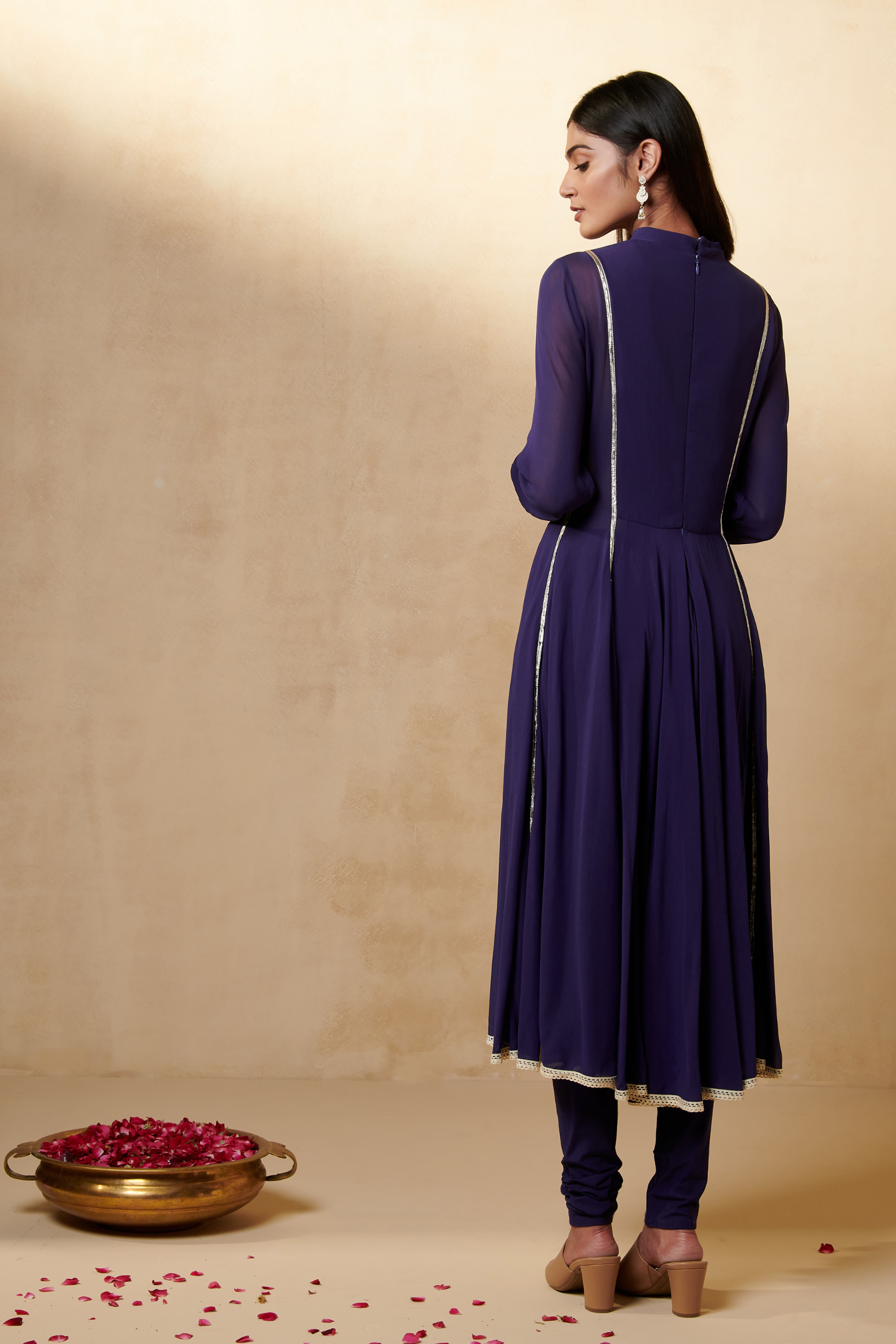 Purple Chanderi Anarkali Set