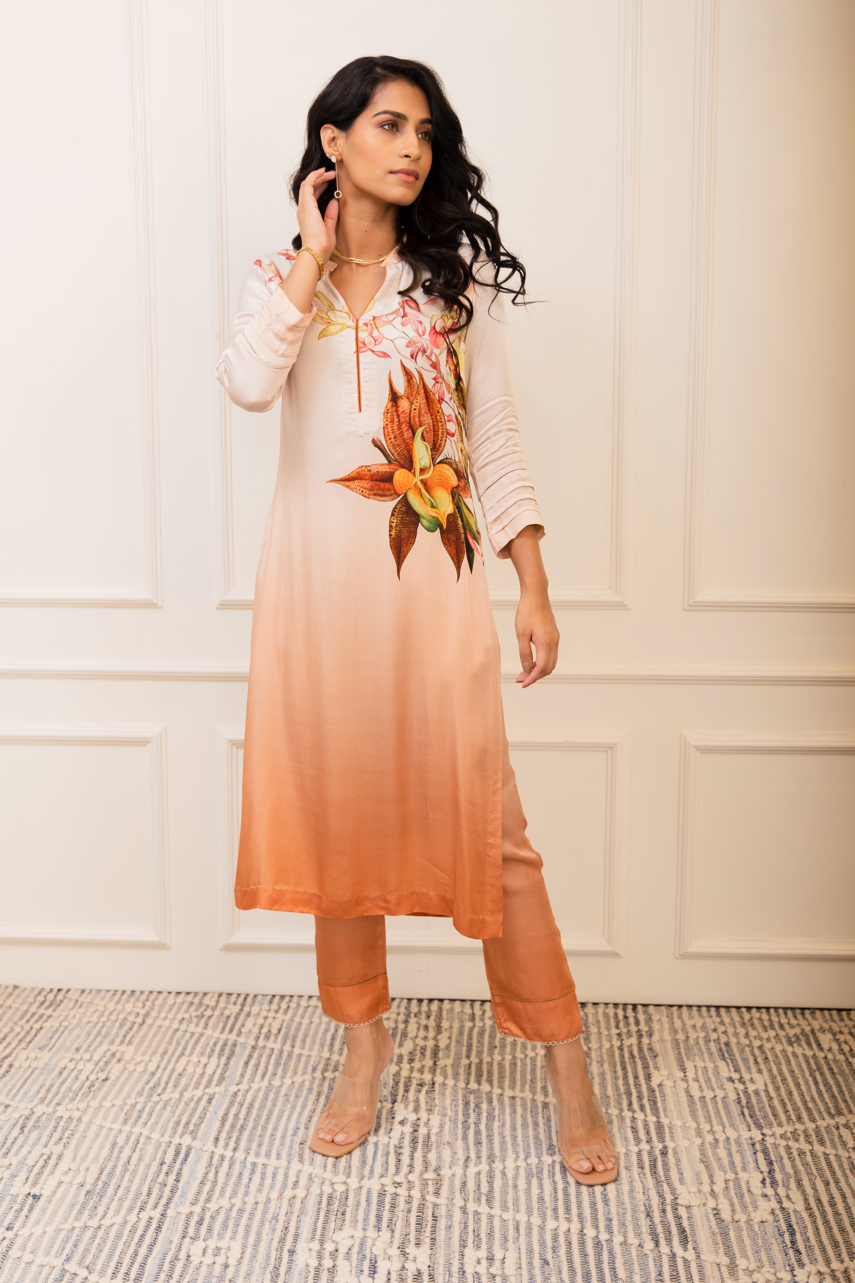 Botanical Printed Kurta Set With Trousers