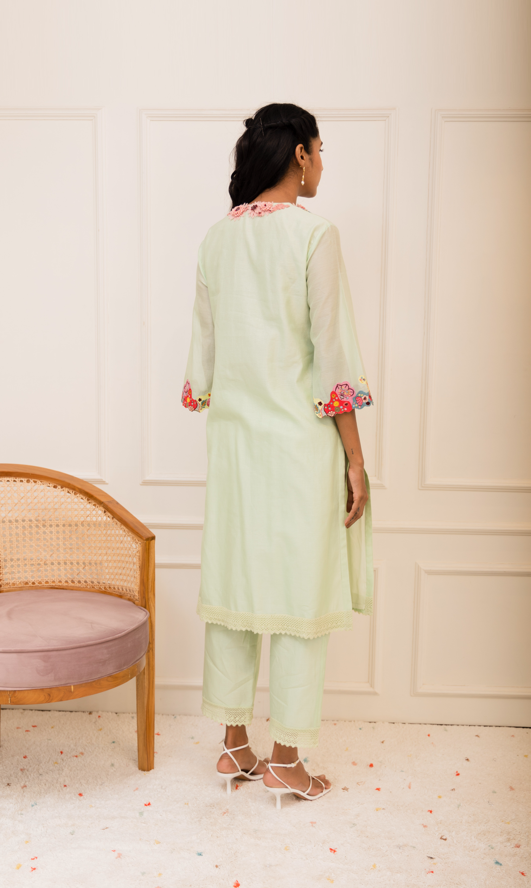 Mint Green Chanderi Kurta Set