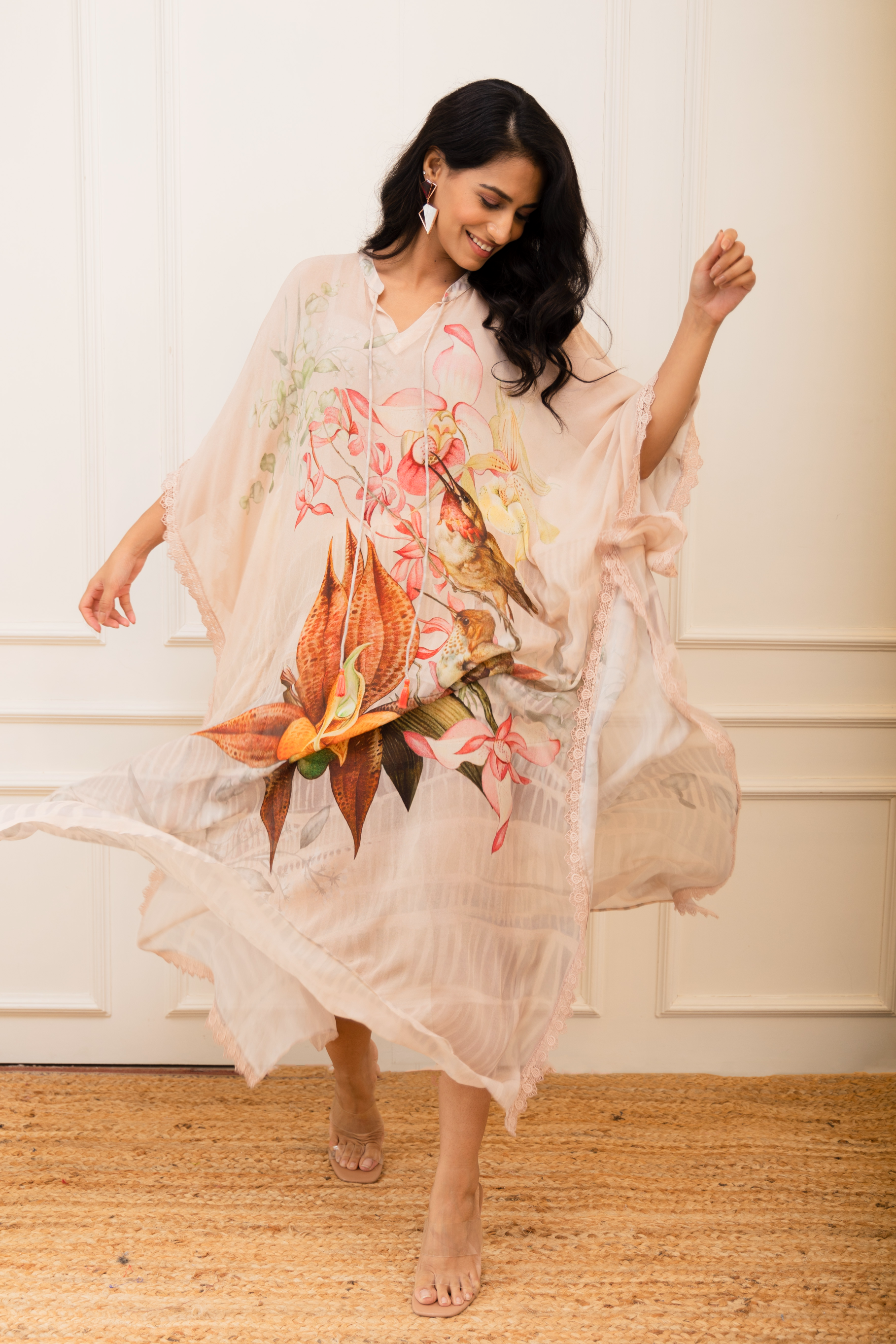 Botanical Printed Long Kaftan