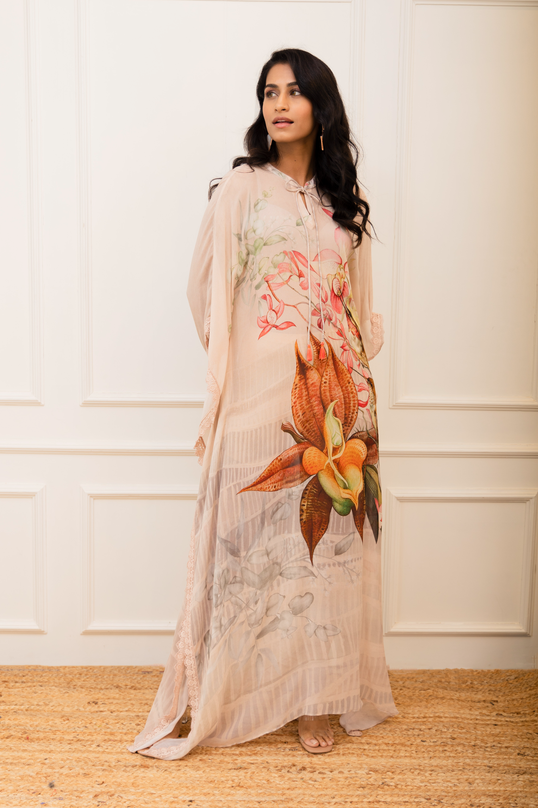 Botanical Printed Long Kaftan