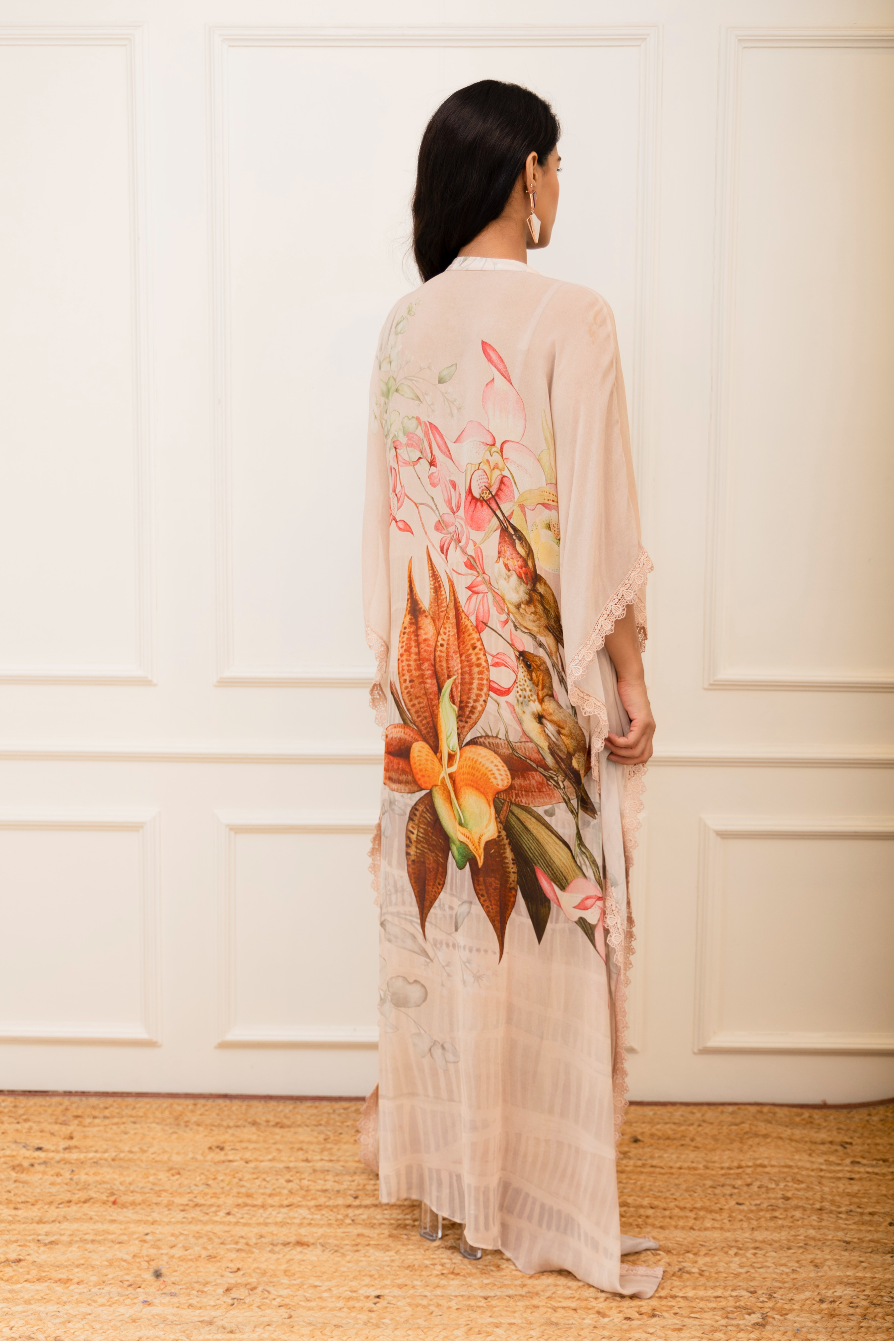 Botanical Printed Long Kaftan