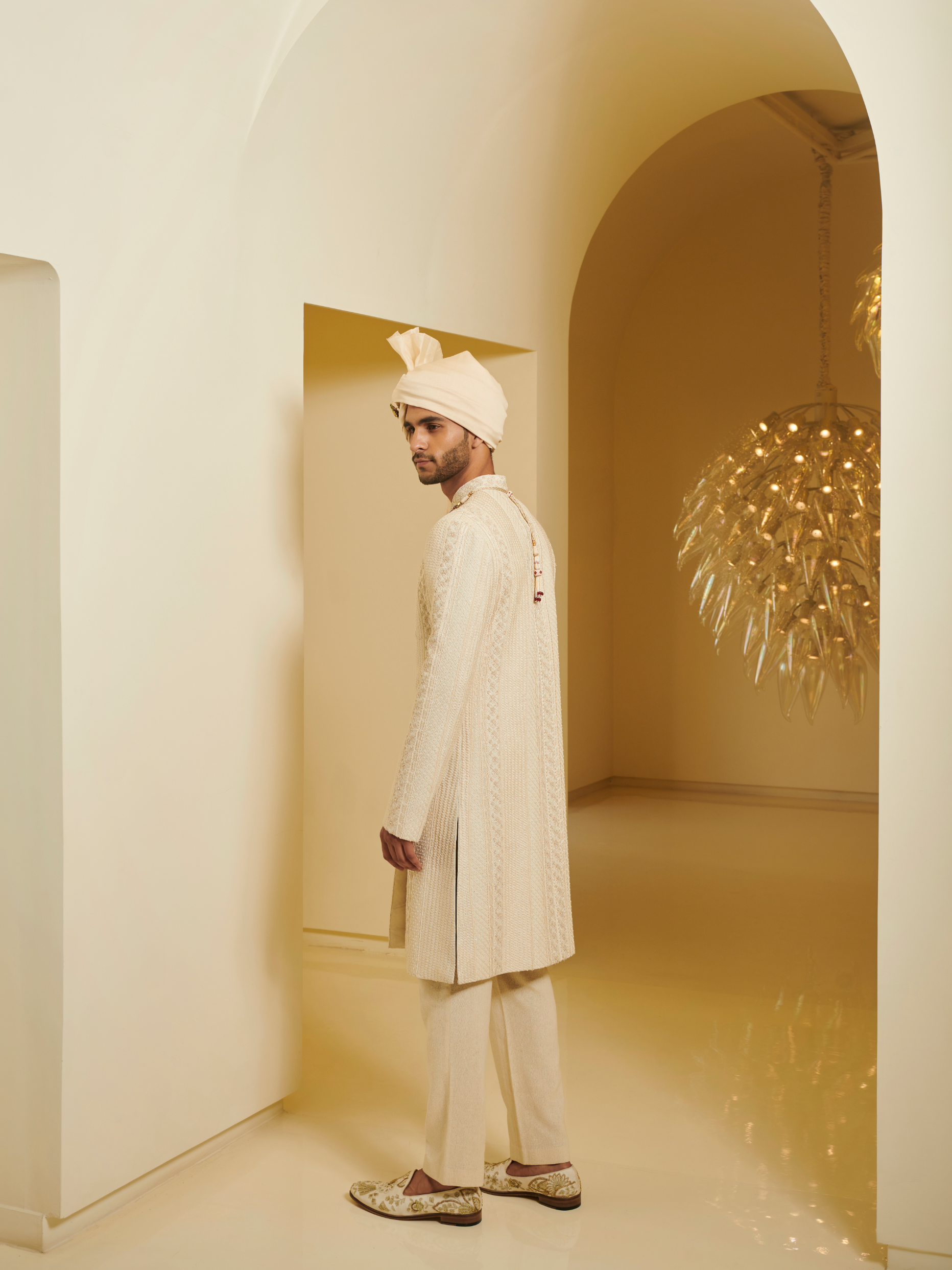 Embroidered Sherwani With Ivory Churidar