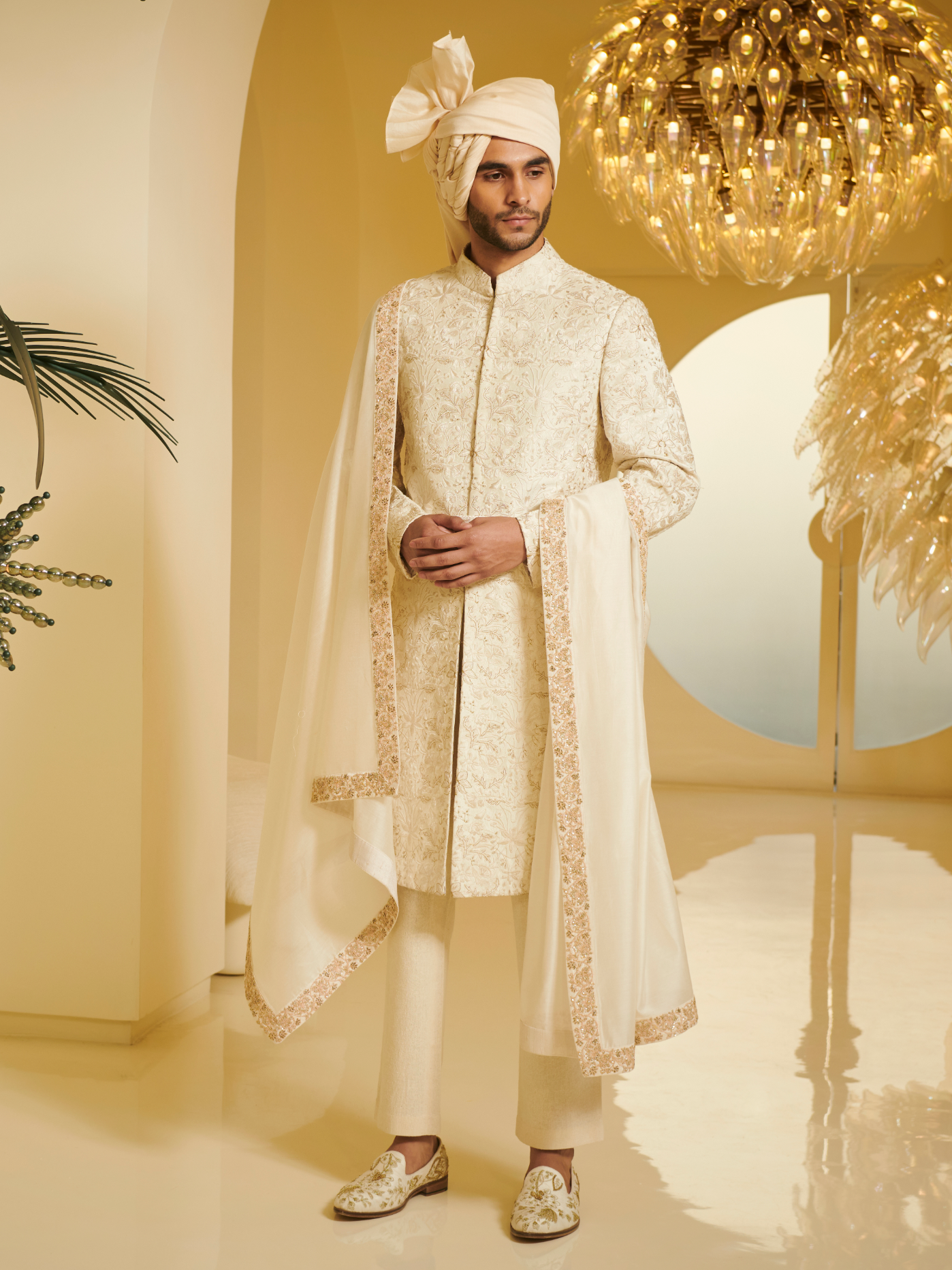 Embroidered Ivory Sherwani