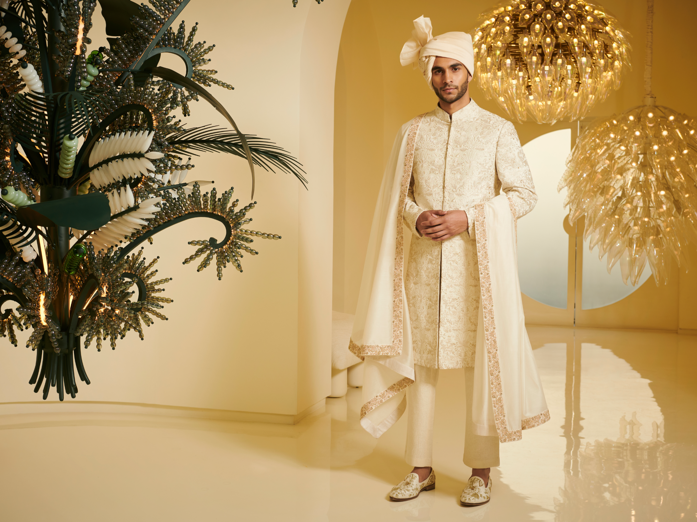 Embroidered Ivory Sherwani