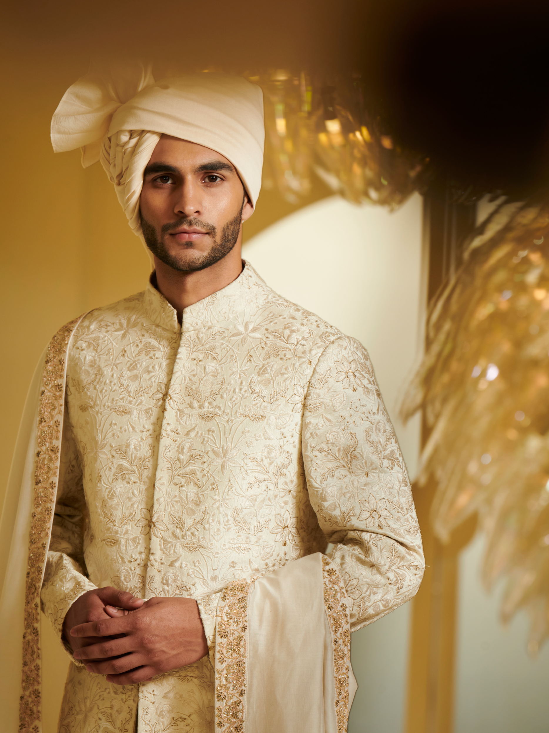 Embroidered Ivory Sherwani