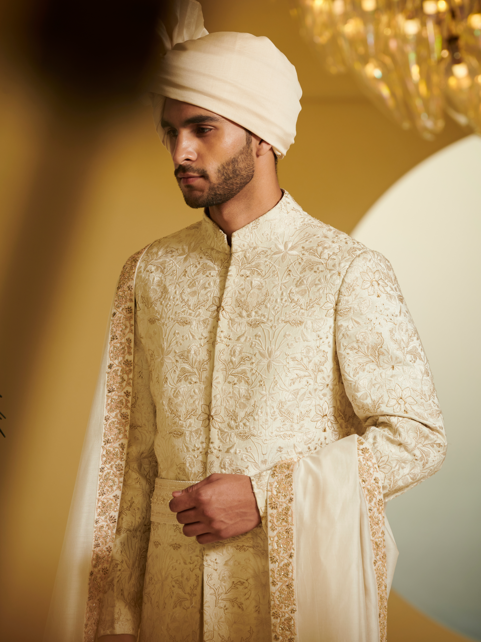 Embroidered Ivory Sherwani